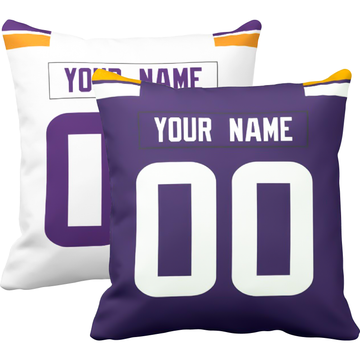 Minnesota personalized football throw pillow set with custom name and number in city-inspired colors