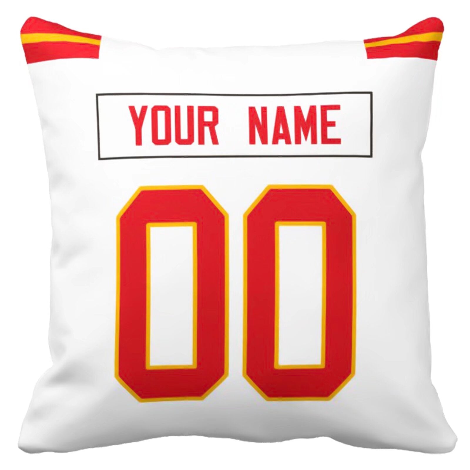 Kansas custom football throw pillow two-tone product view with name and number