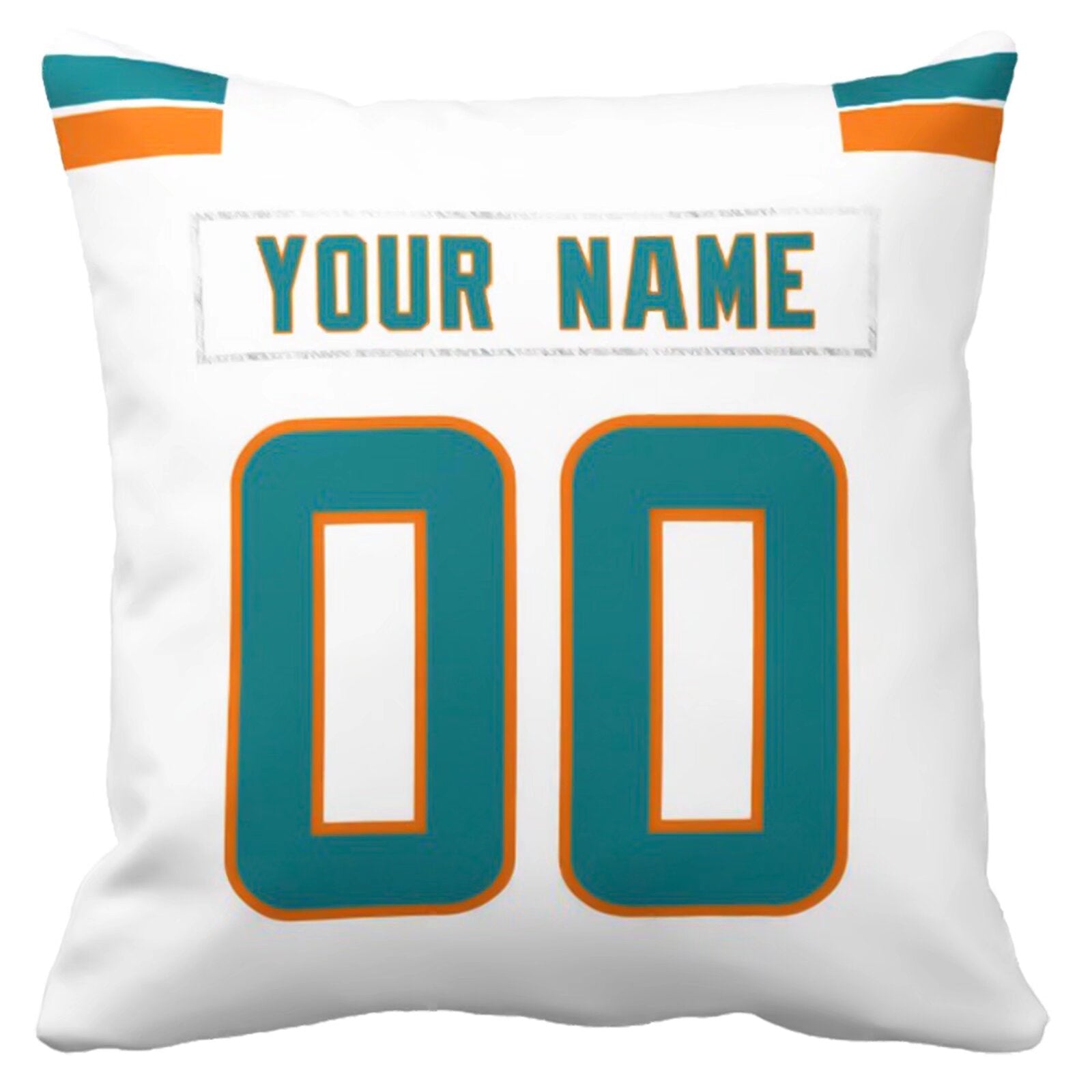 Miami personalized football pillow extra product view showing custom name and number design