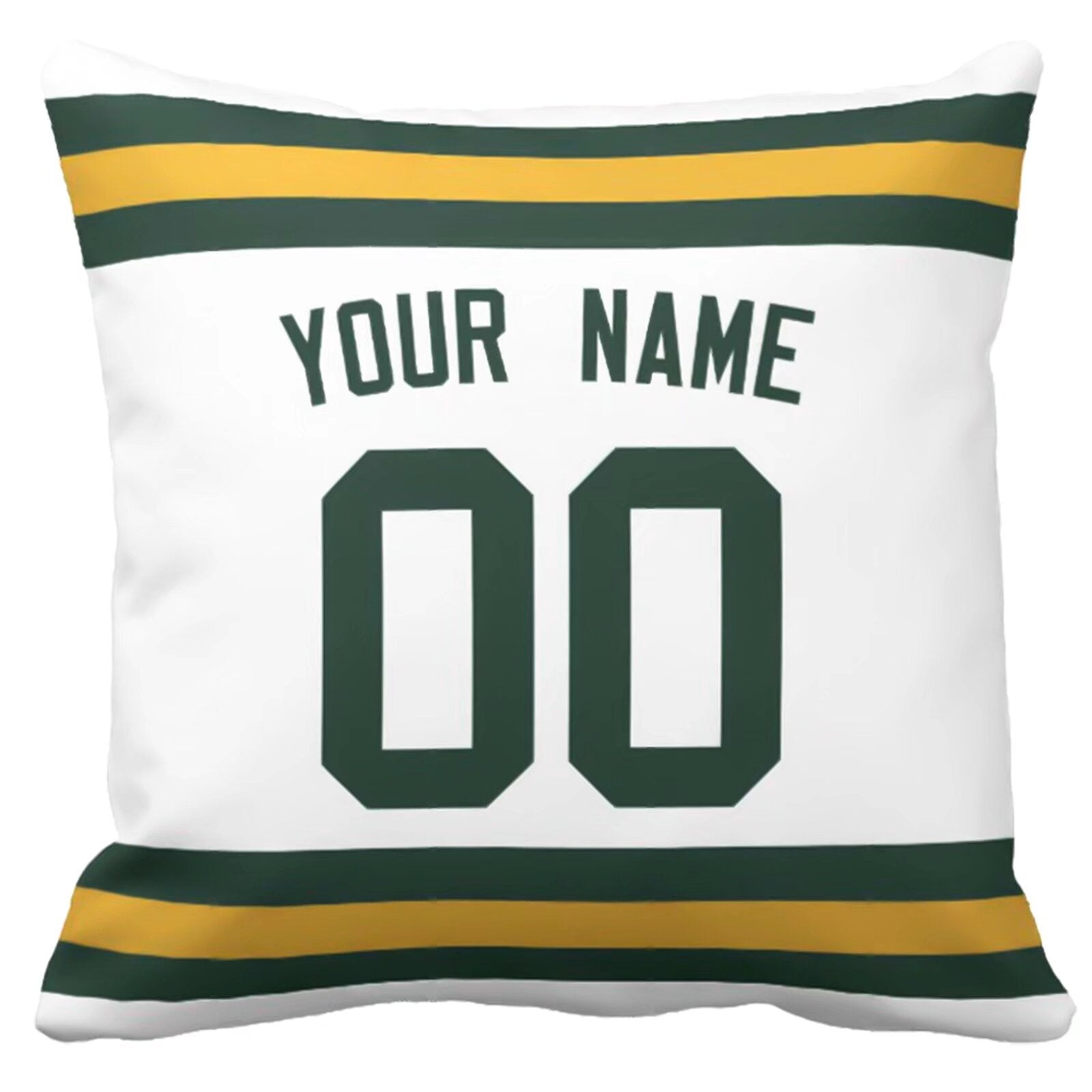 Green Bay custom name and number football pillow additional color front view