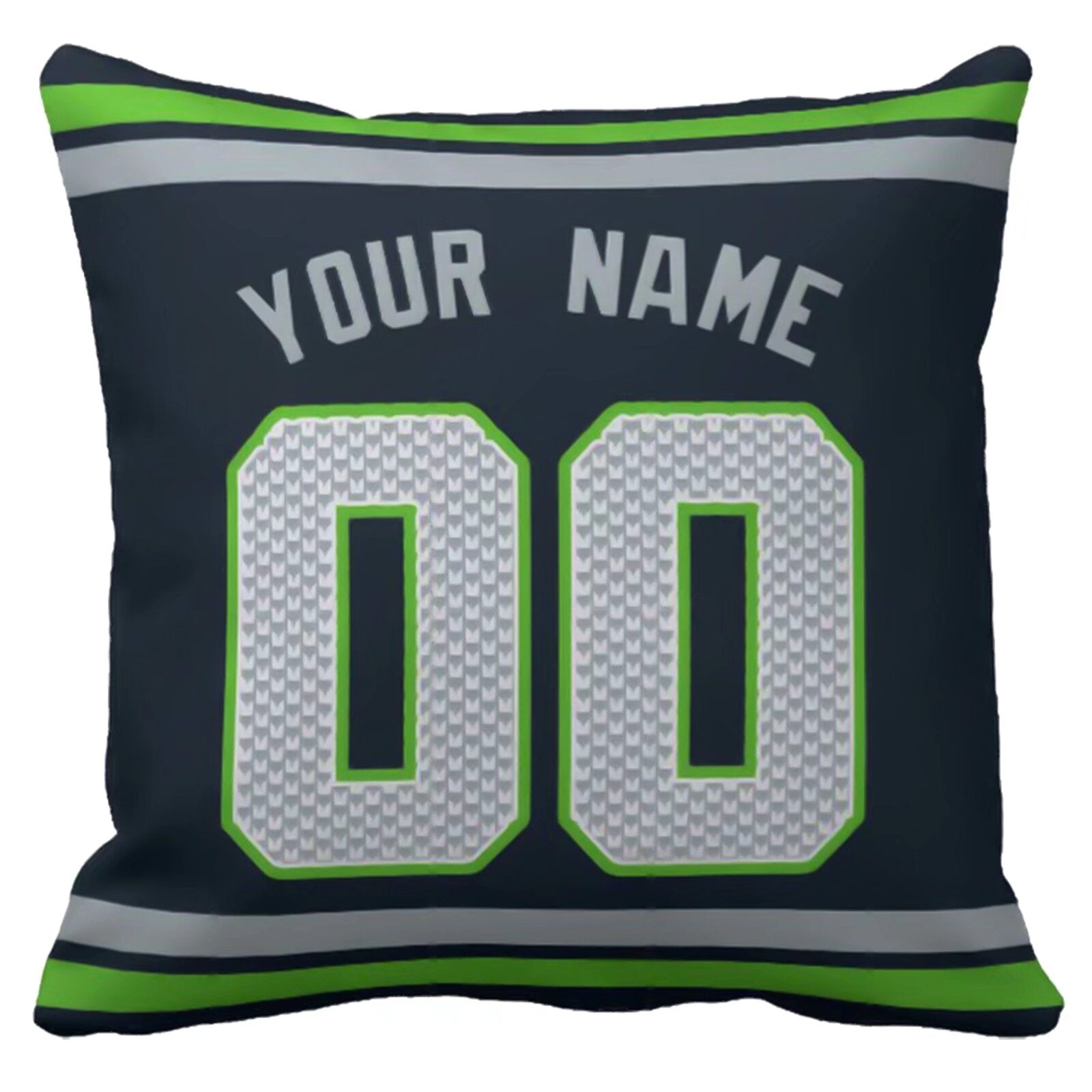 Seattle personalized football pillow alternate back view with arched name and number