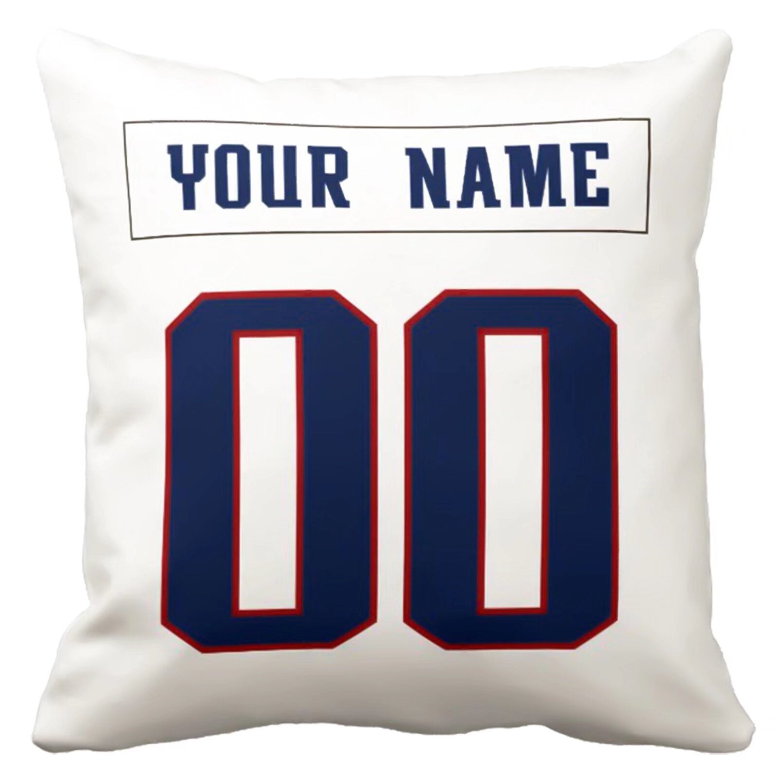 New England personalized football pillow extra product view showing custom name and number design