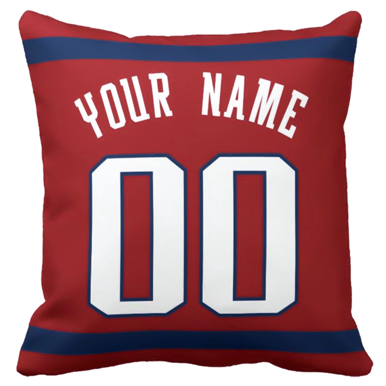 New England personalized football pillow alternate back view with arched name and number