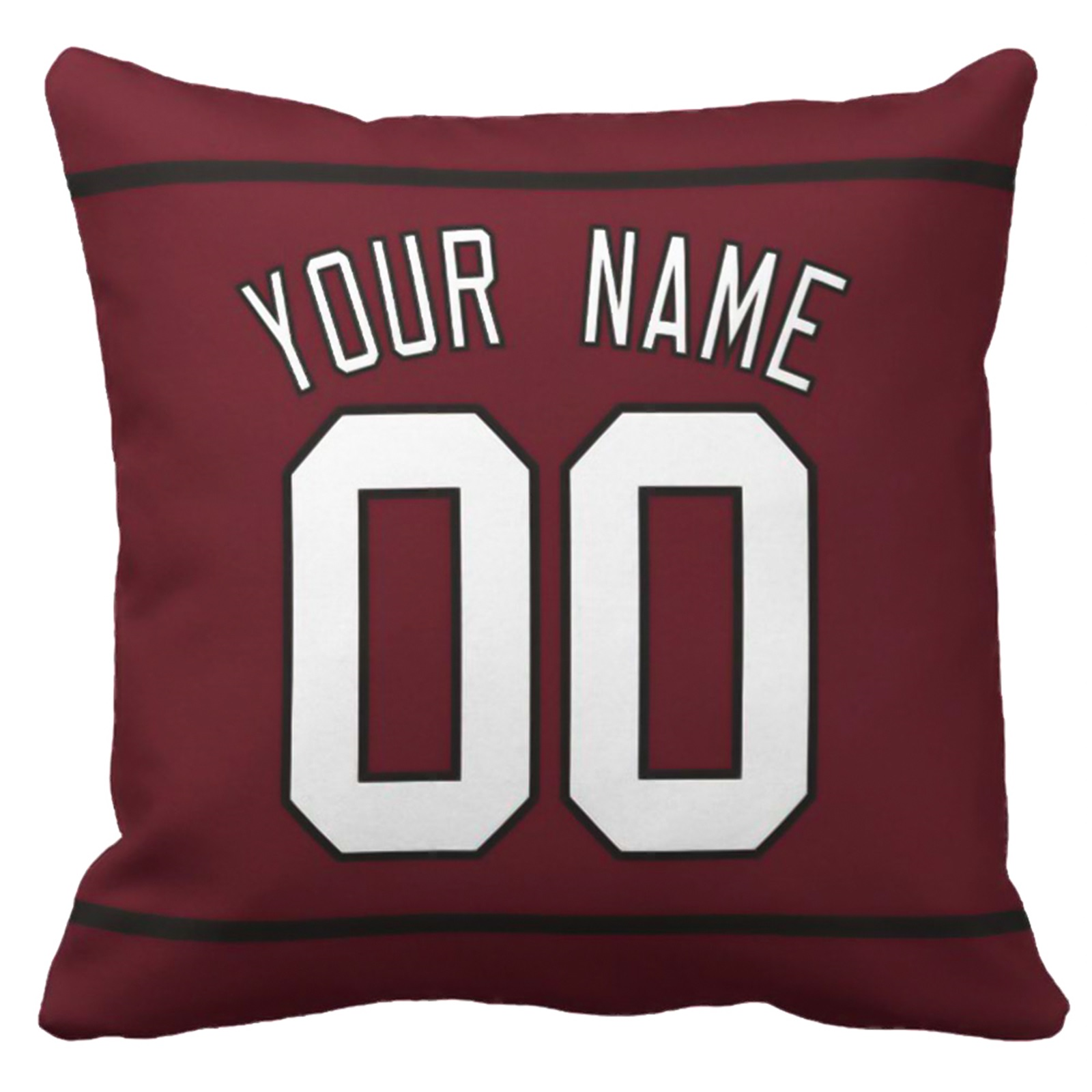 Arizona football-inspired throw pillow back view with custom name and large number