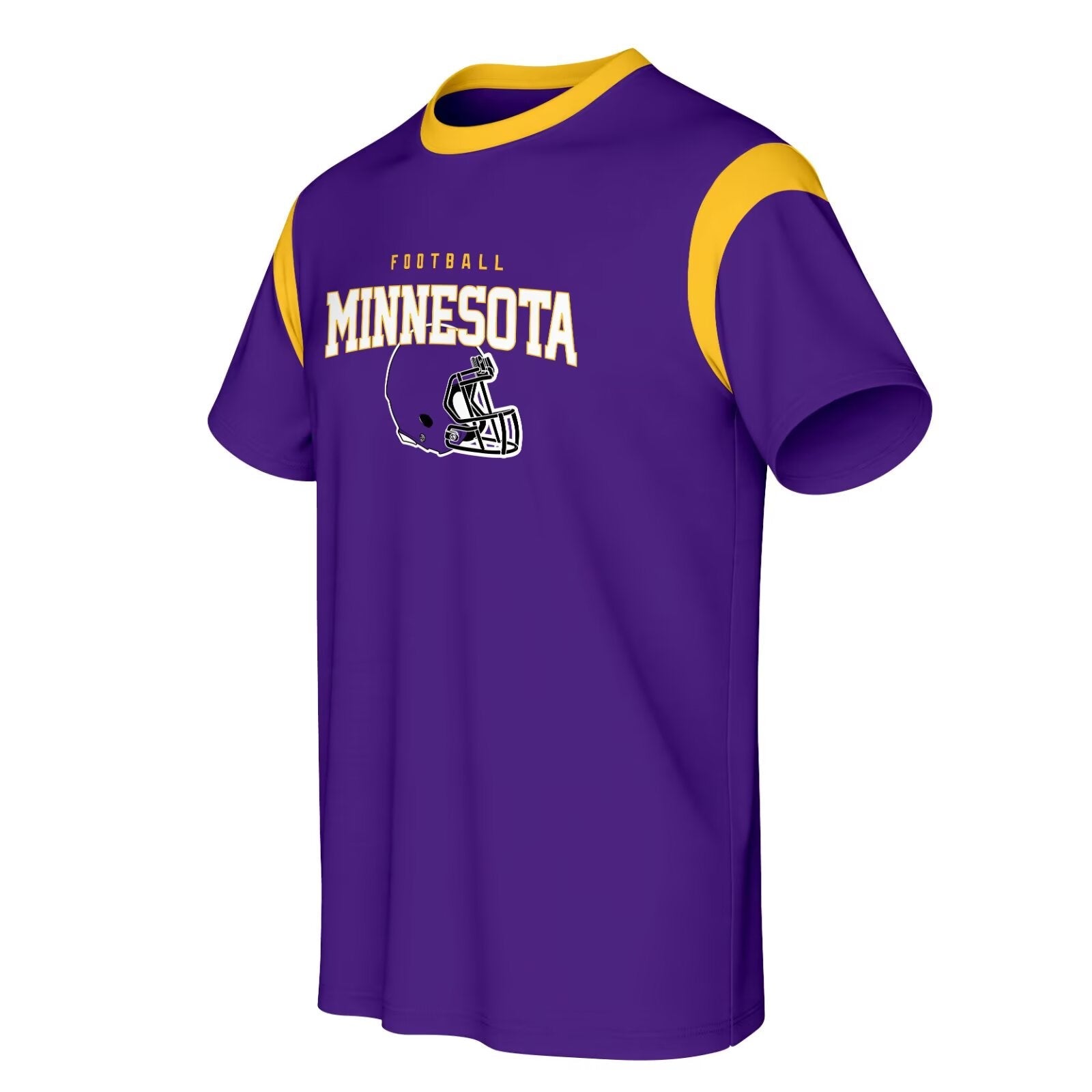 Minnesota football style T-shirt front view with crewneck short sleeve design