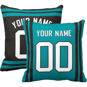 Jacksonville personalized football throw pillow set with custom name and number in city-inspired colors