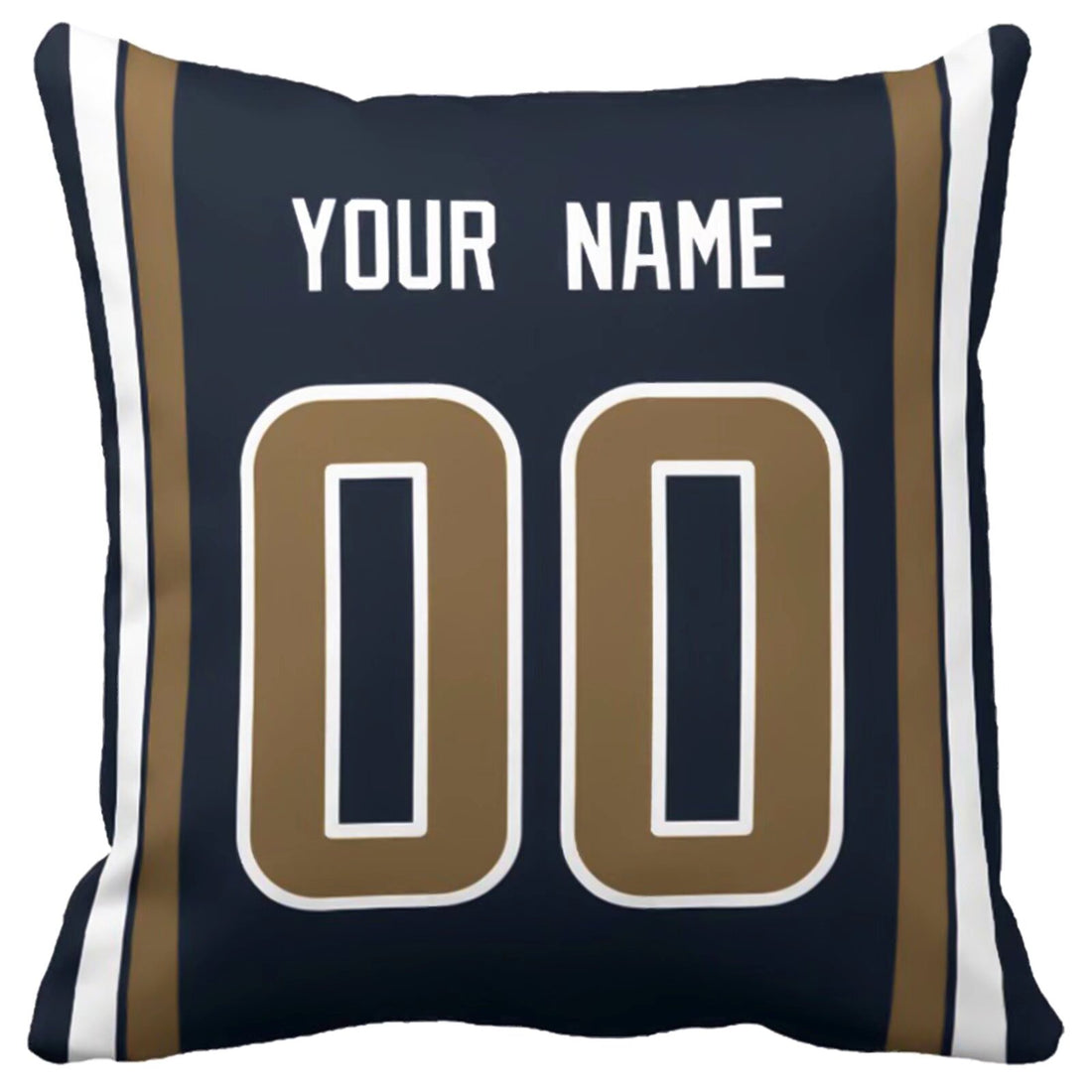 Los Angeles R personalized football throw pillow set with custom name and number in city-inspired colors