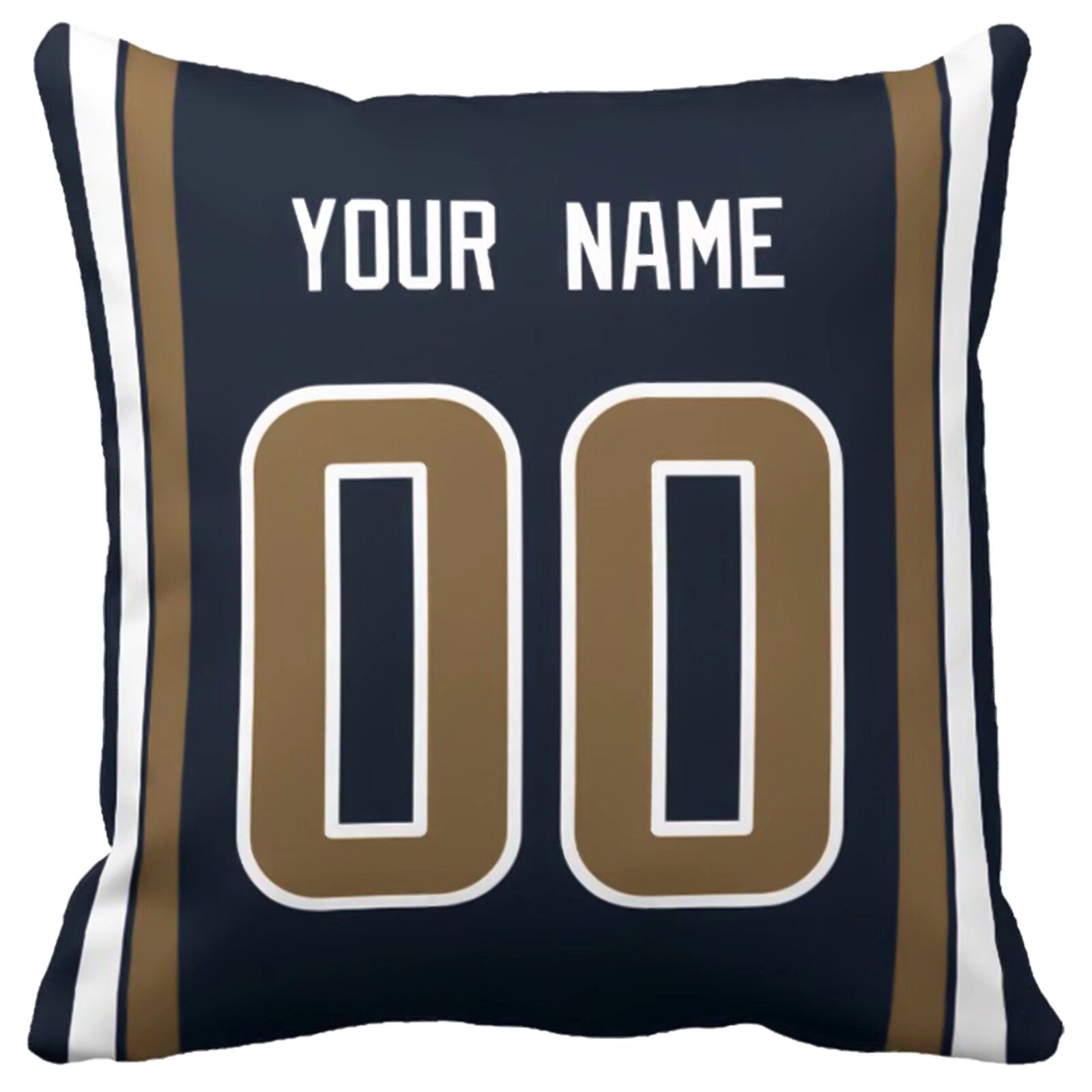 Los Angeles R custom football throw pillow front view with personalized name and number artwork