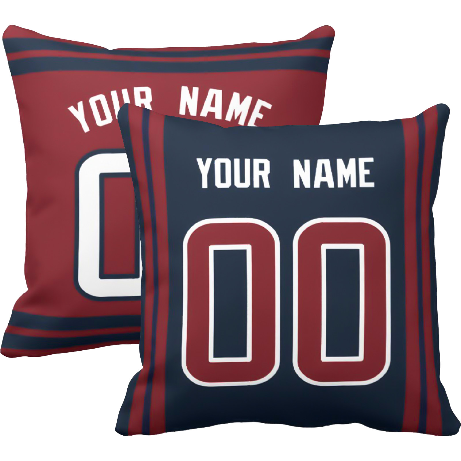 Houston personalized football throw pillow set with custom name and number in city-inspired colors