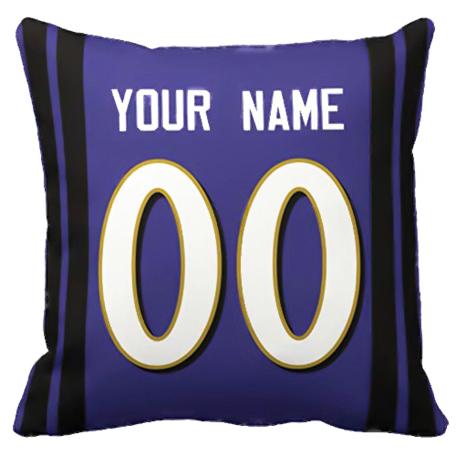 Baltimore personalized football pillow alternate front view with name and number design