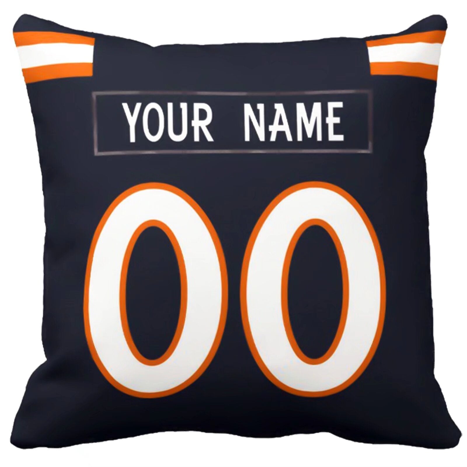 Denver personalized football pillow alternate back view with arched name and number