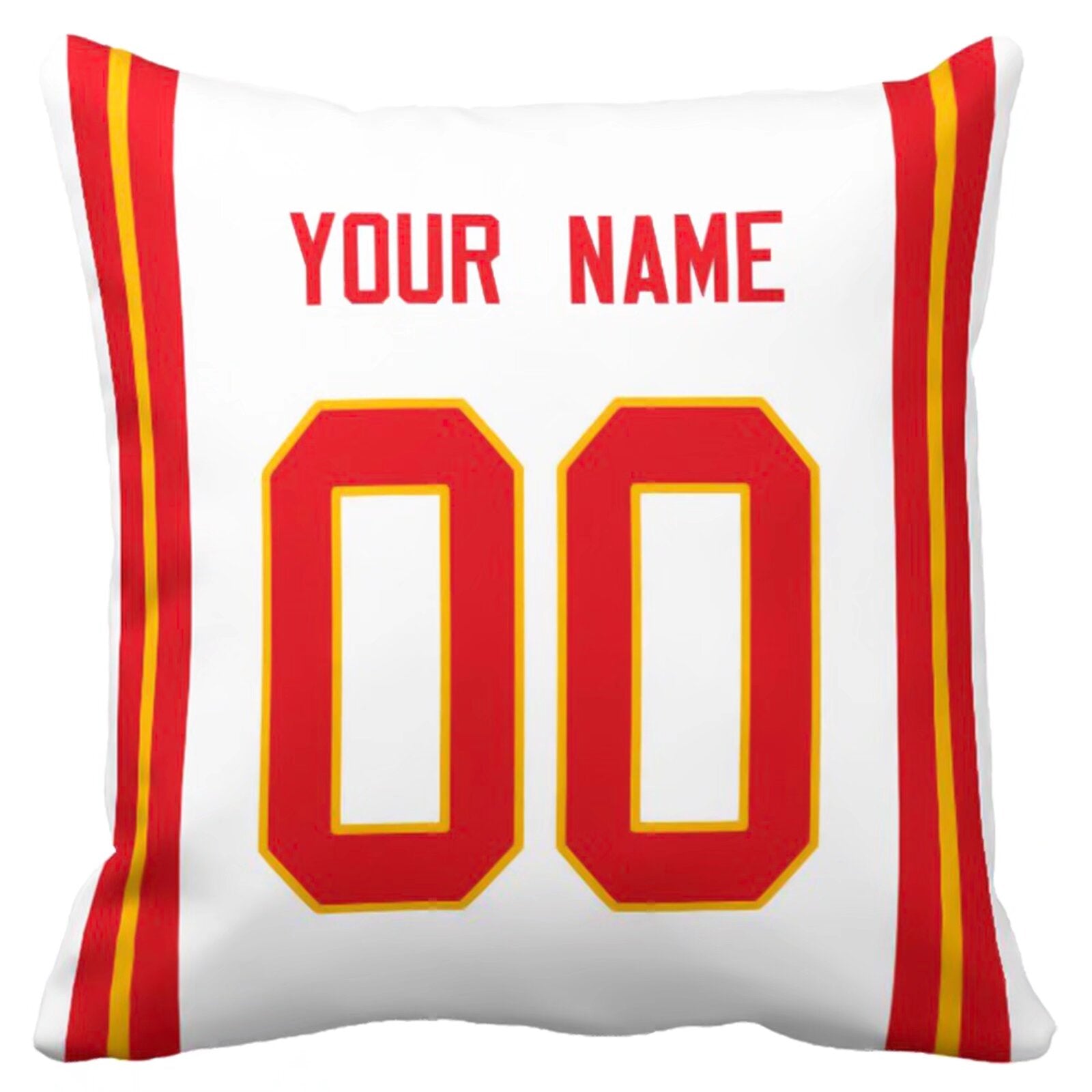 Kansas personalized football pillow alternate front view with name and number design