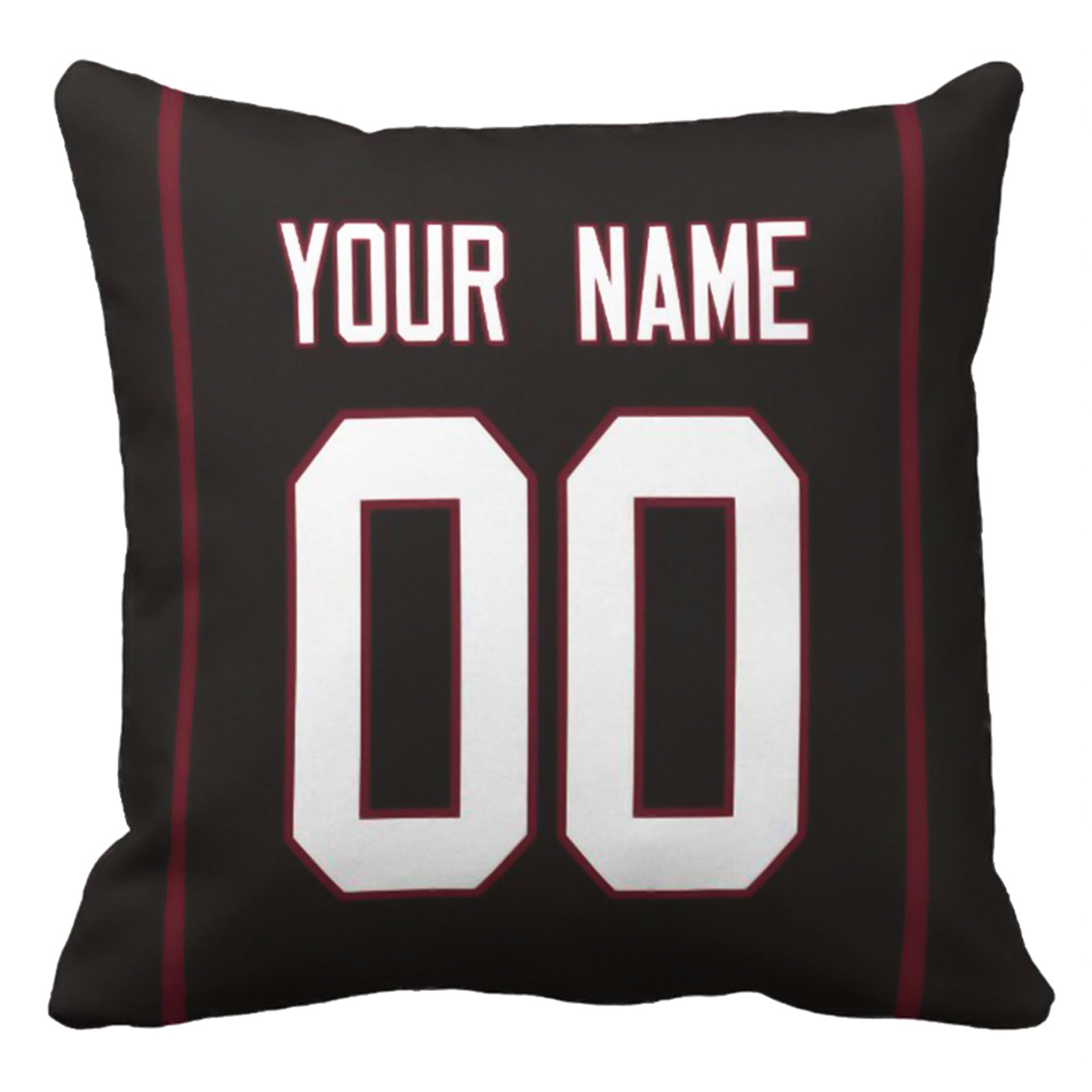 Arizona custom football throw pillow front view with personalized name and number artwork
