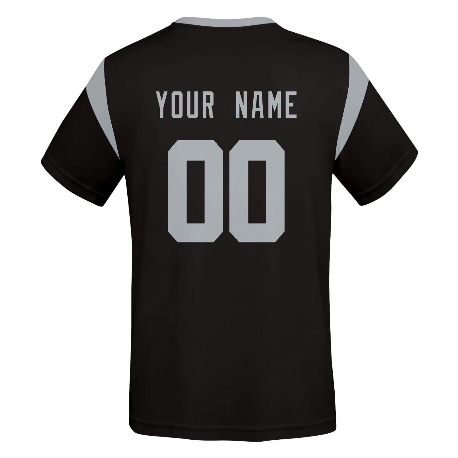 Las Vegas football style T-shirt back view with personalized name and number print