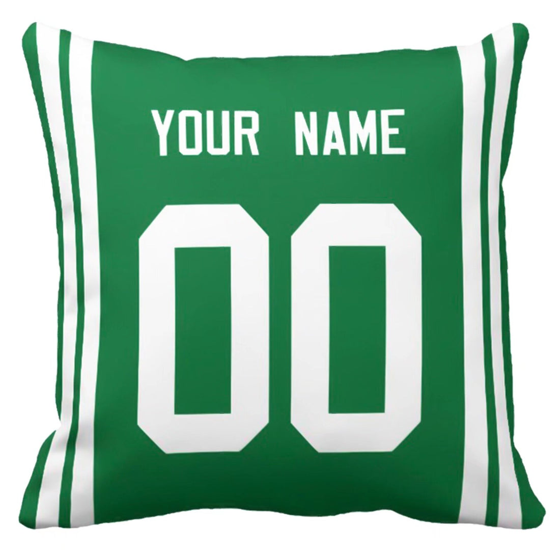 New York J personalized football throw pillow set with custom name and number in city-inspired colors