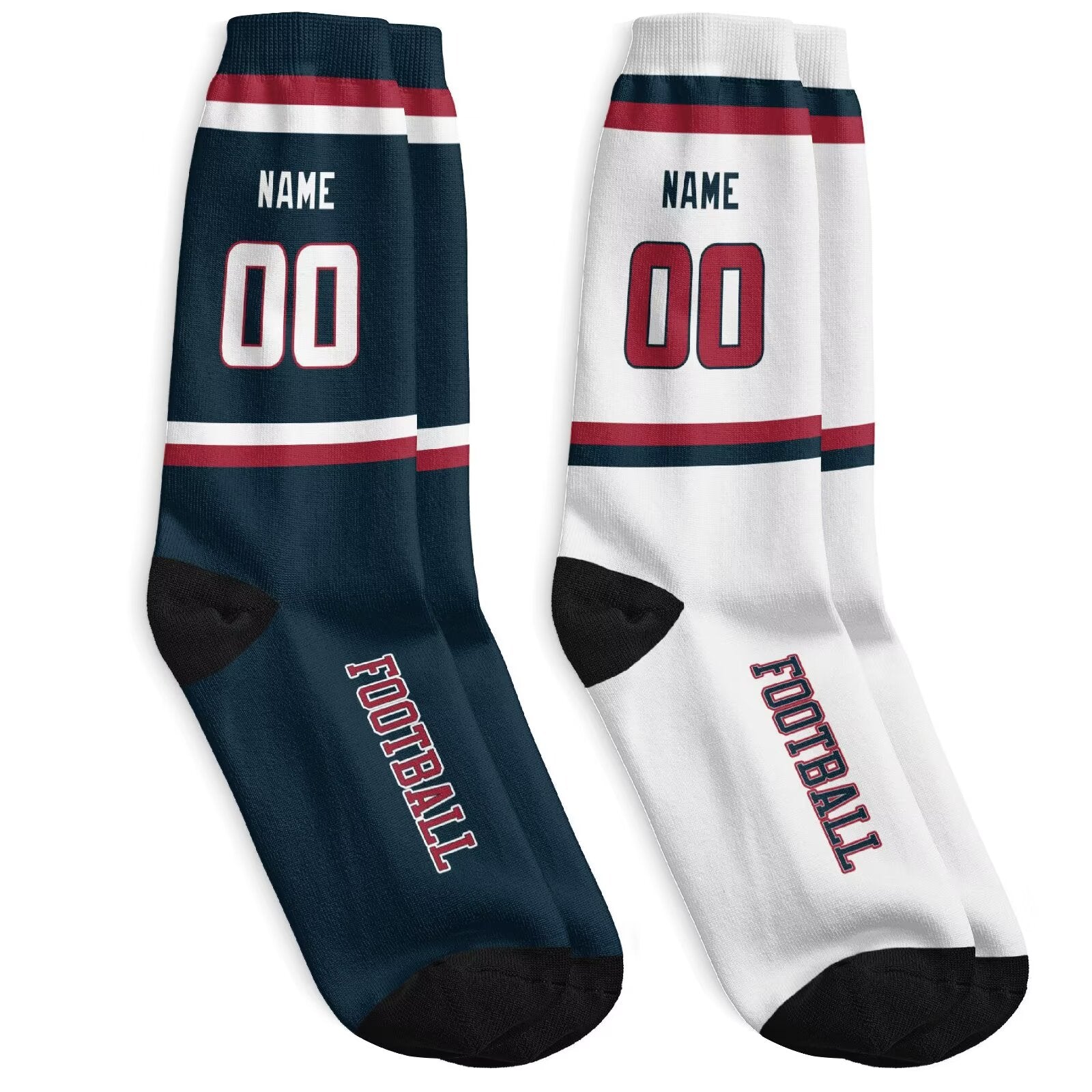 Custom Houston Football Socks - Personalized Athletic Fan Crew Socks - Antking
