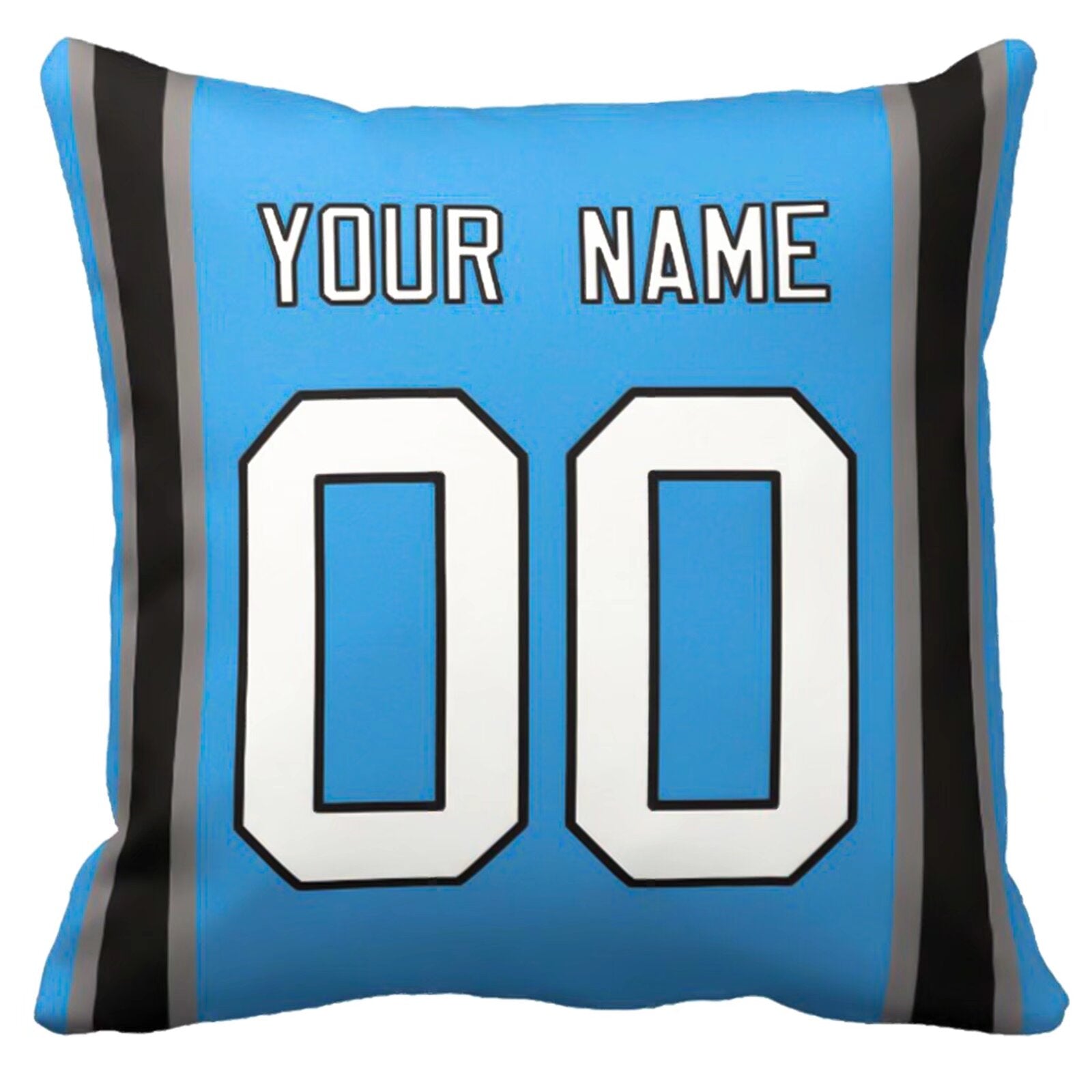 Carolina personalized football pillow alternate back view with arched name and number