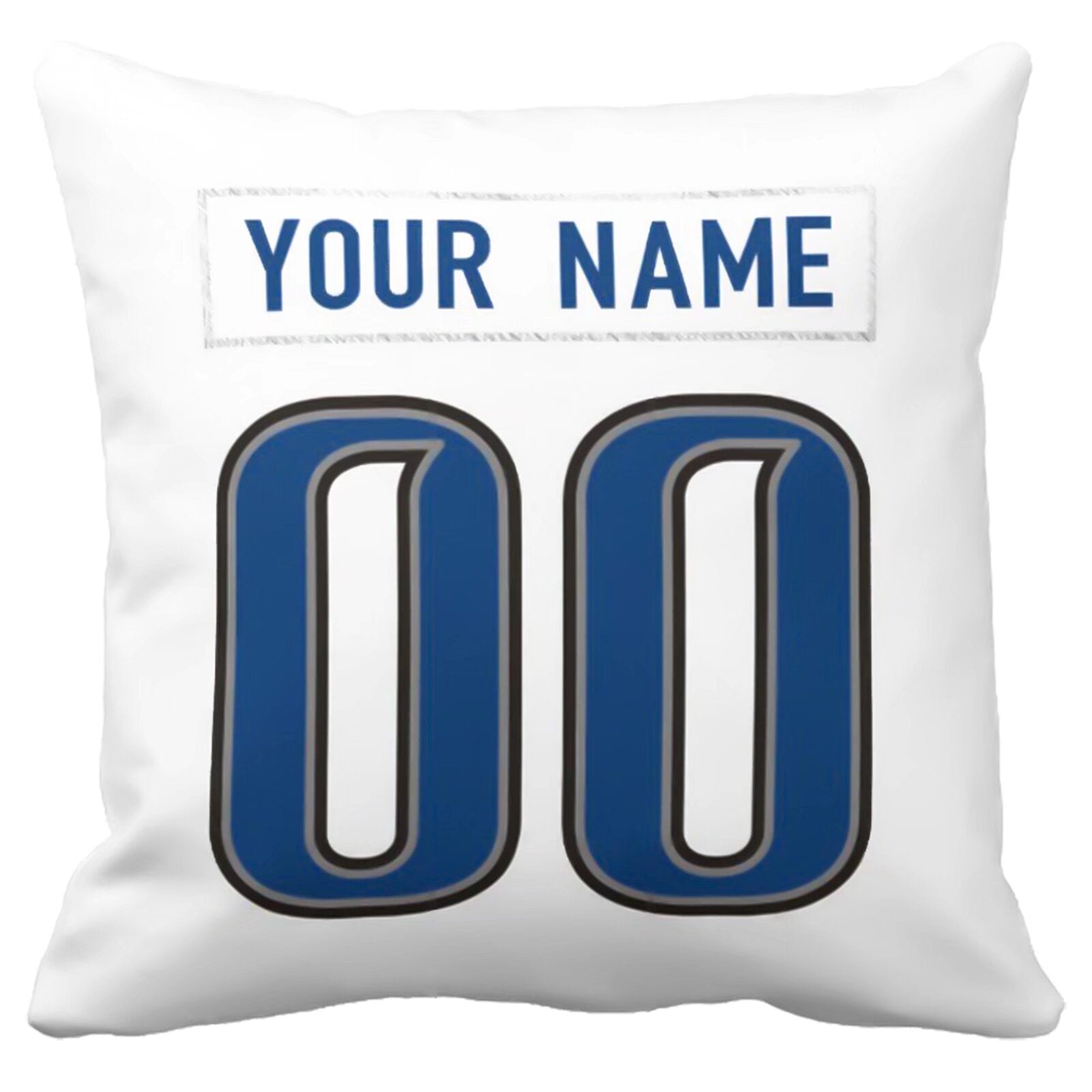 Detroit custom football throw pillow two-tone product view with name and number
