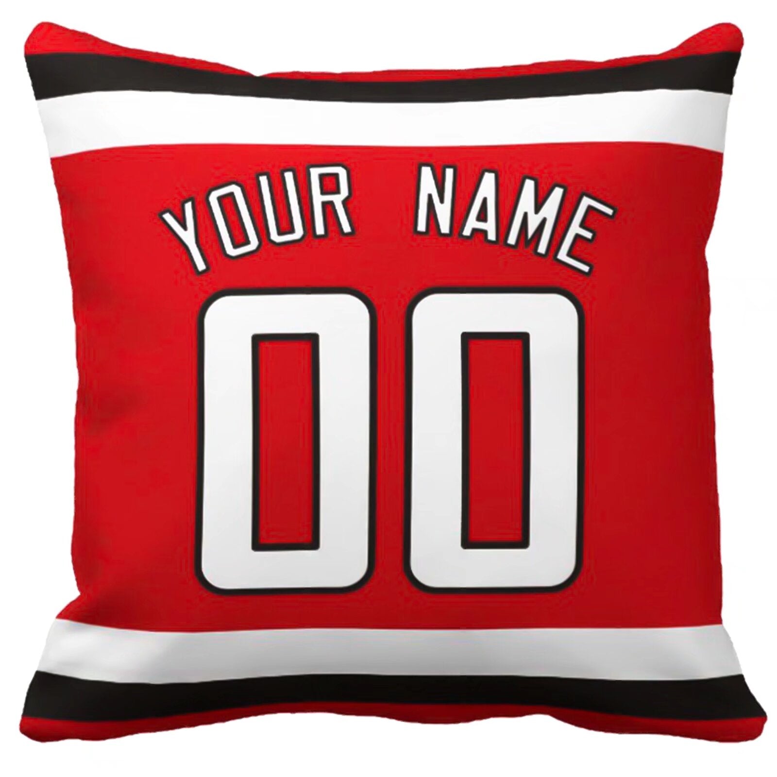 Atlanta custom football throw pillow front view with personalized name and number artwork