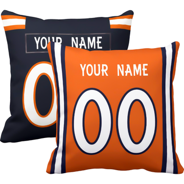 Denver personalized football throw pillow set with custom name and number in city-inspired colors