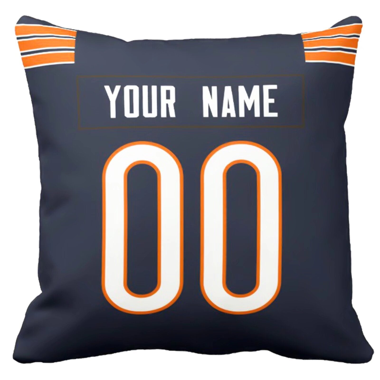 Chicago personalized football pillow alternate back view with arched name and number