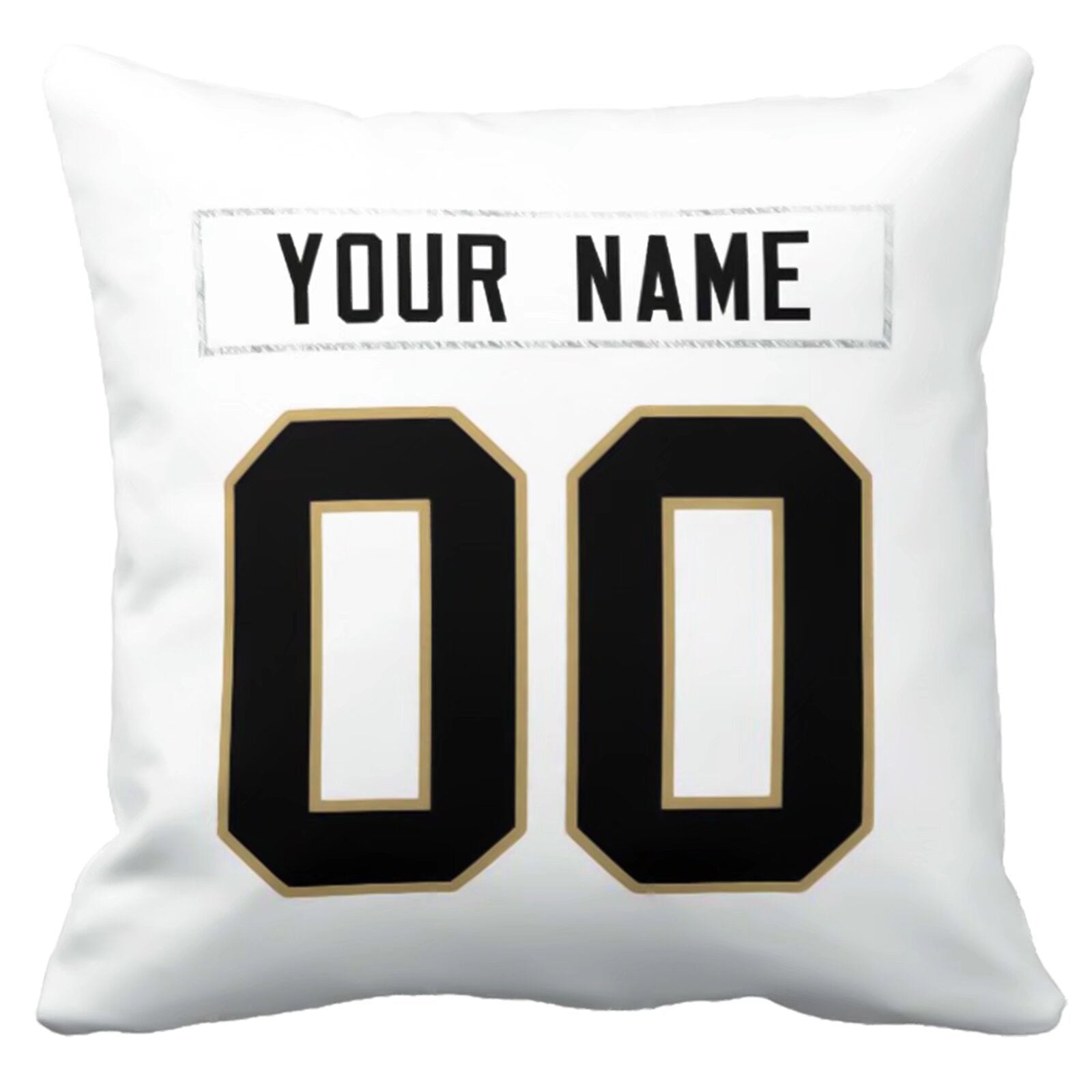 New Orleans custom football throw pillow two-tone product view with name and number