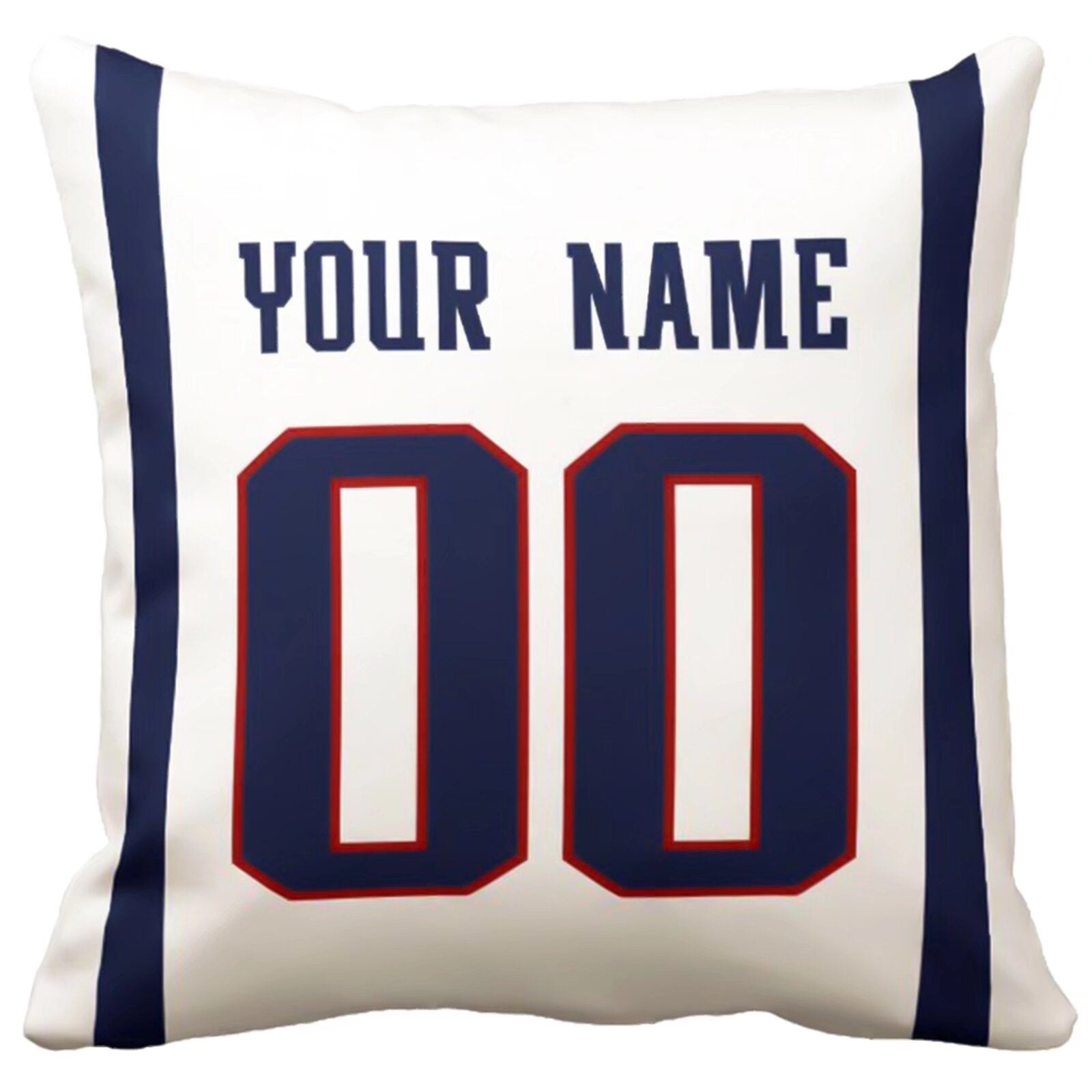 New England custom name and number football pillow additional color front view