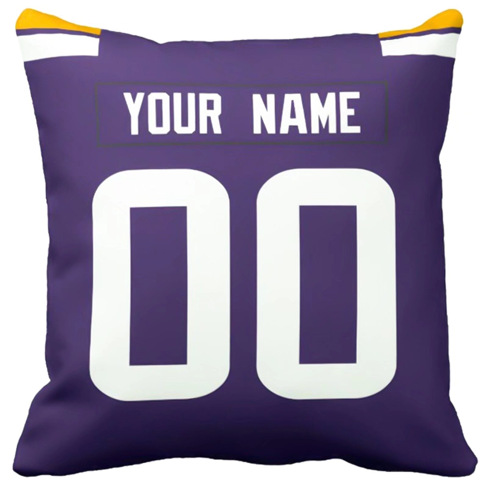 Minnesota personalized football pillow alternate back view with arched name and number