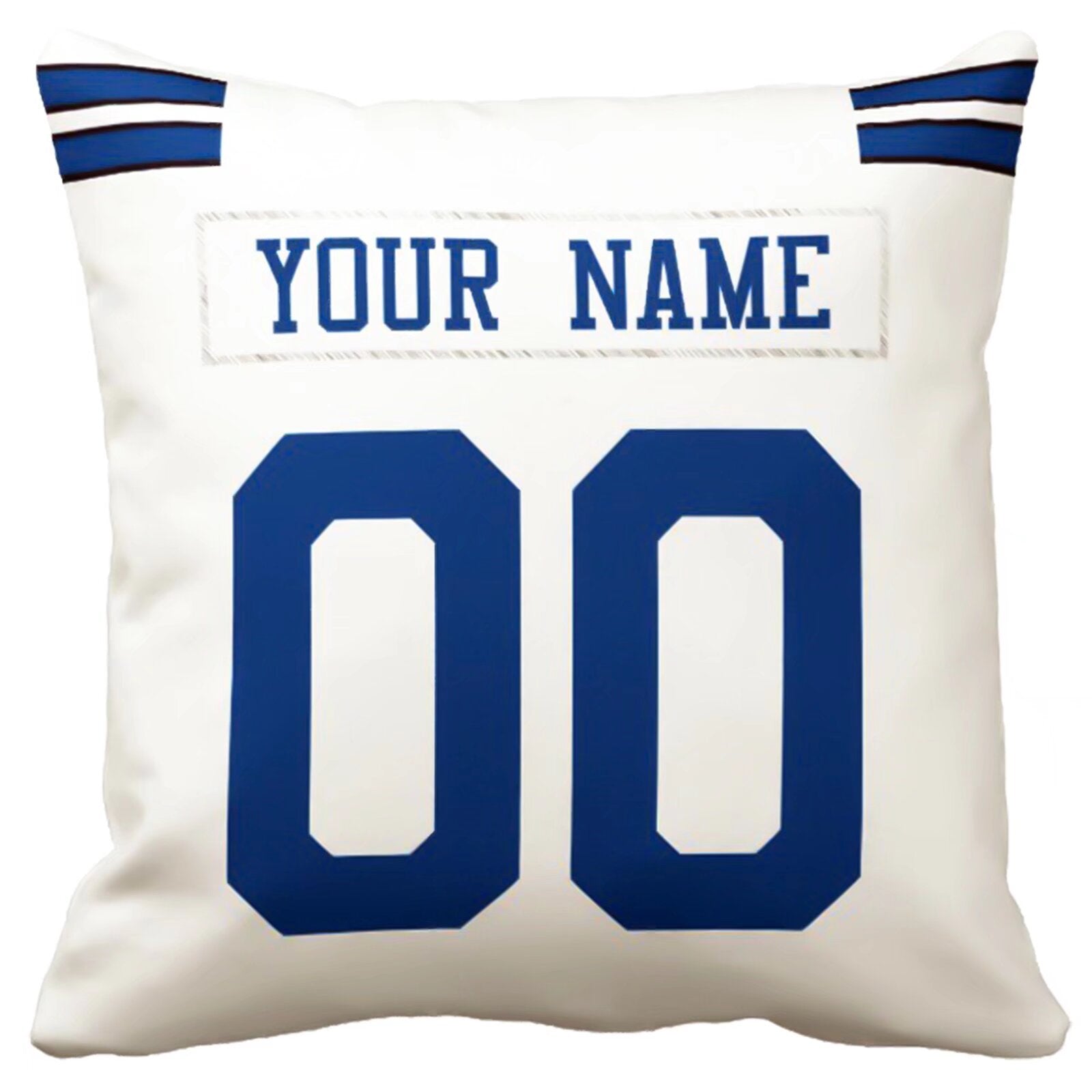 Dallas custom football throw pillow two-tone product view with name and number
