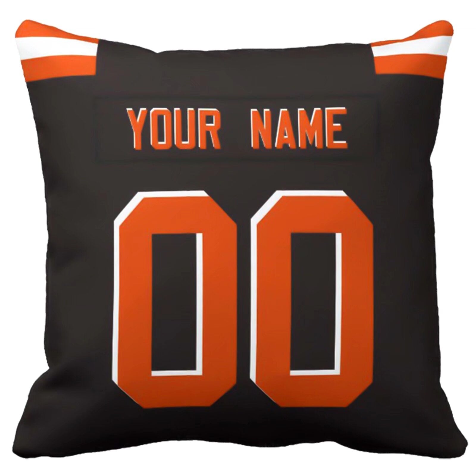 Cleveland custom football throw pillow two-tone product view with name and number