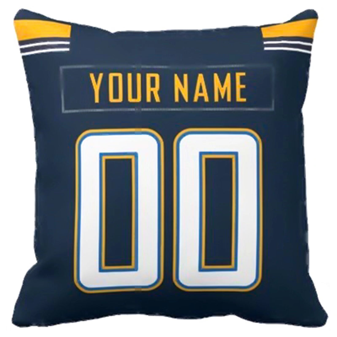 Los Angeles personalized football throw pillow set with custom name and number in city-inspired colors