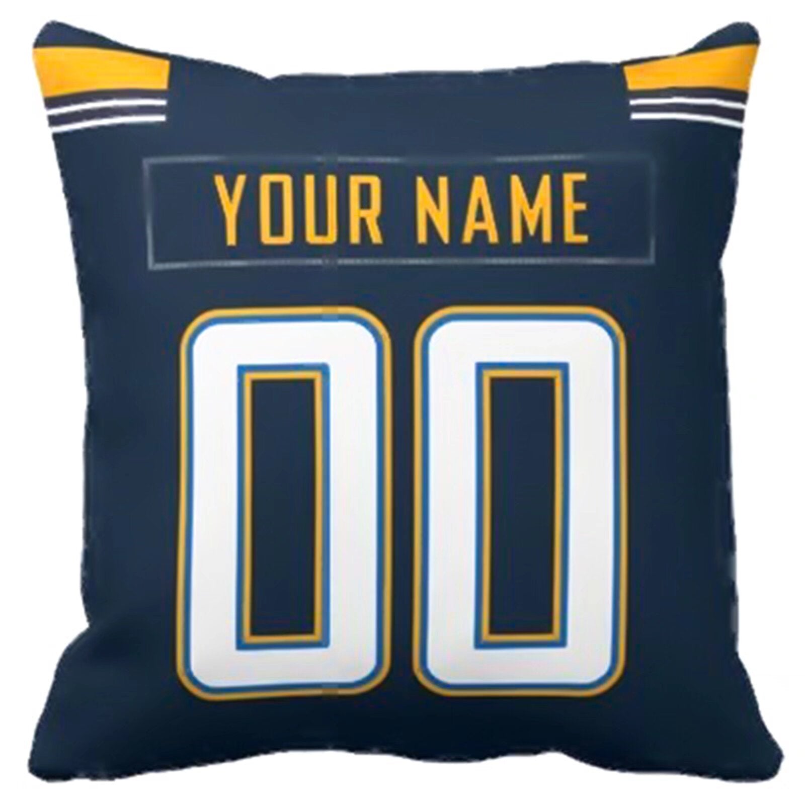 Los Angeles custom football throw pillow front view with personalized name and number artwork