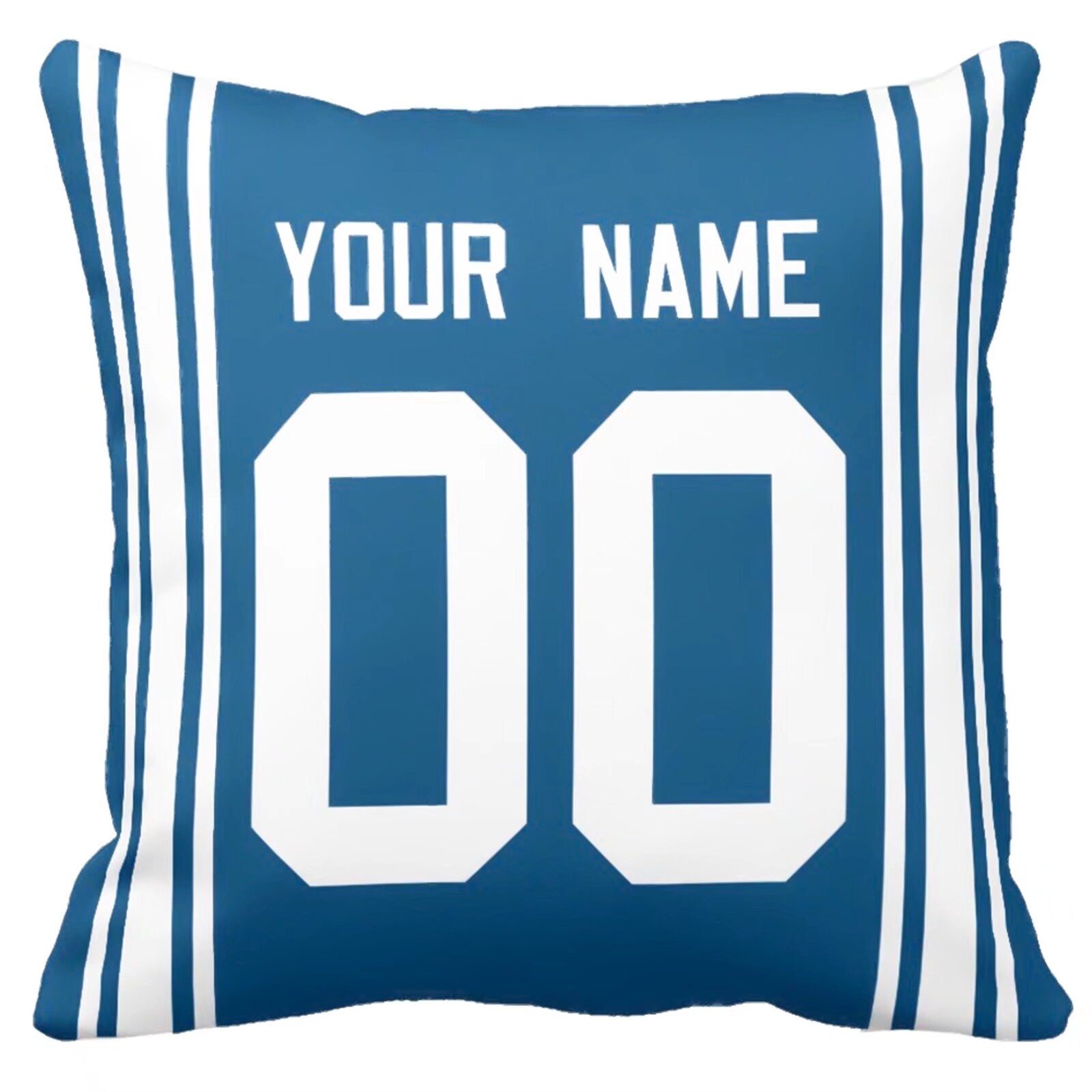 New York personalized football pillow alternate back view with arched name and number