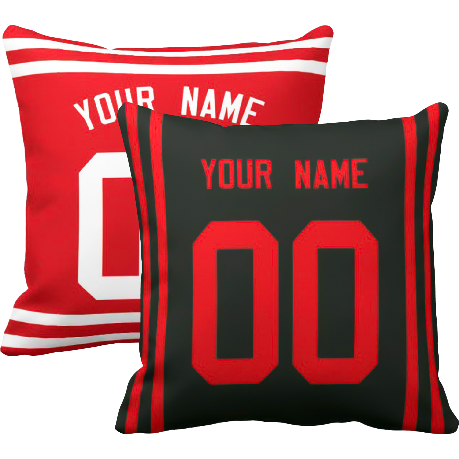 San Francisco personalized football throw pillow set with custom name and number in city-inspired colors