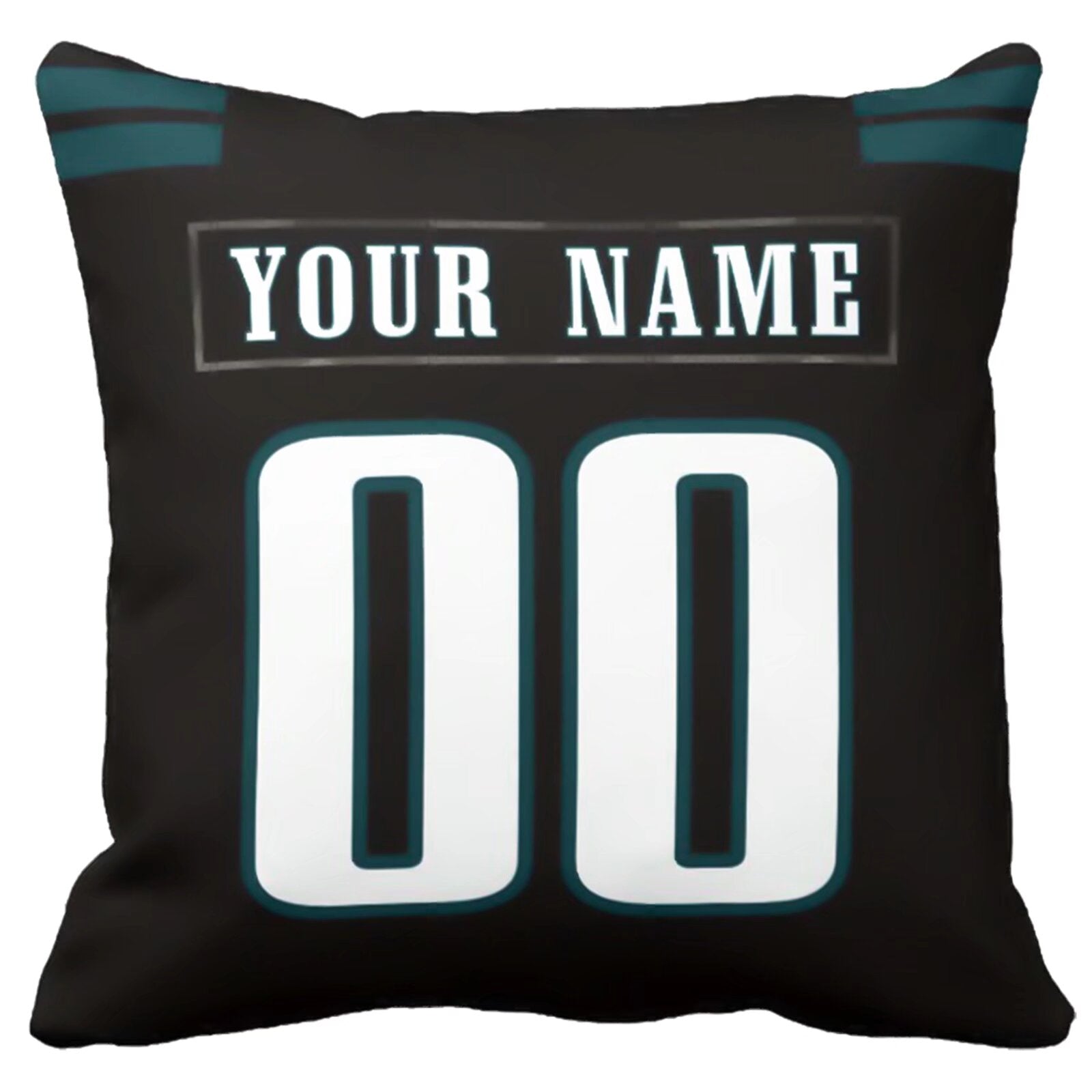 Philadelphia custom football throw pillow two-tone product view with name and number