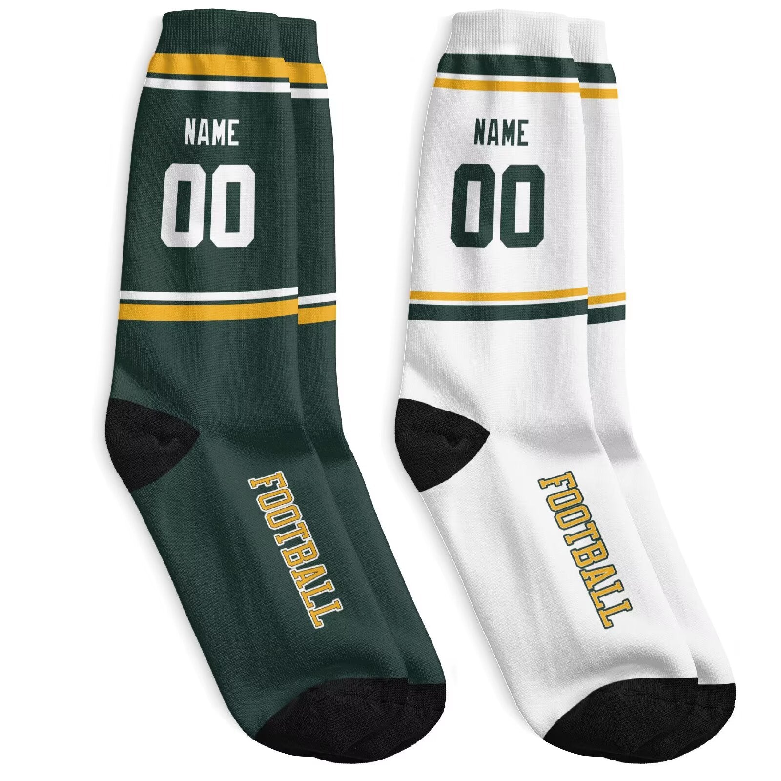 Custom Green Bay Football Socks - Personalized Athletic Fan Crew Socks - Antking