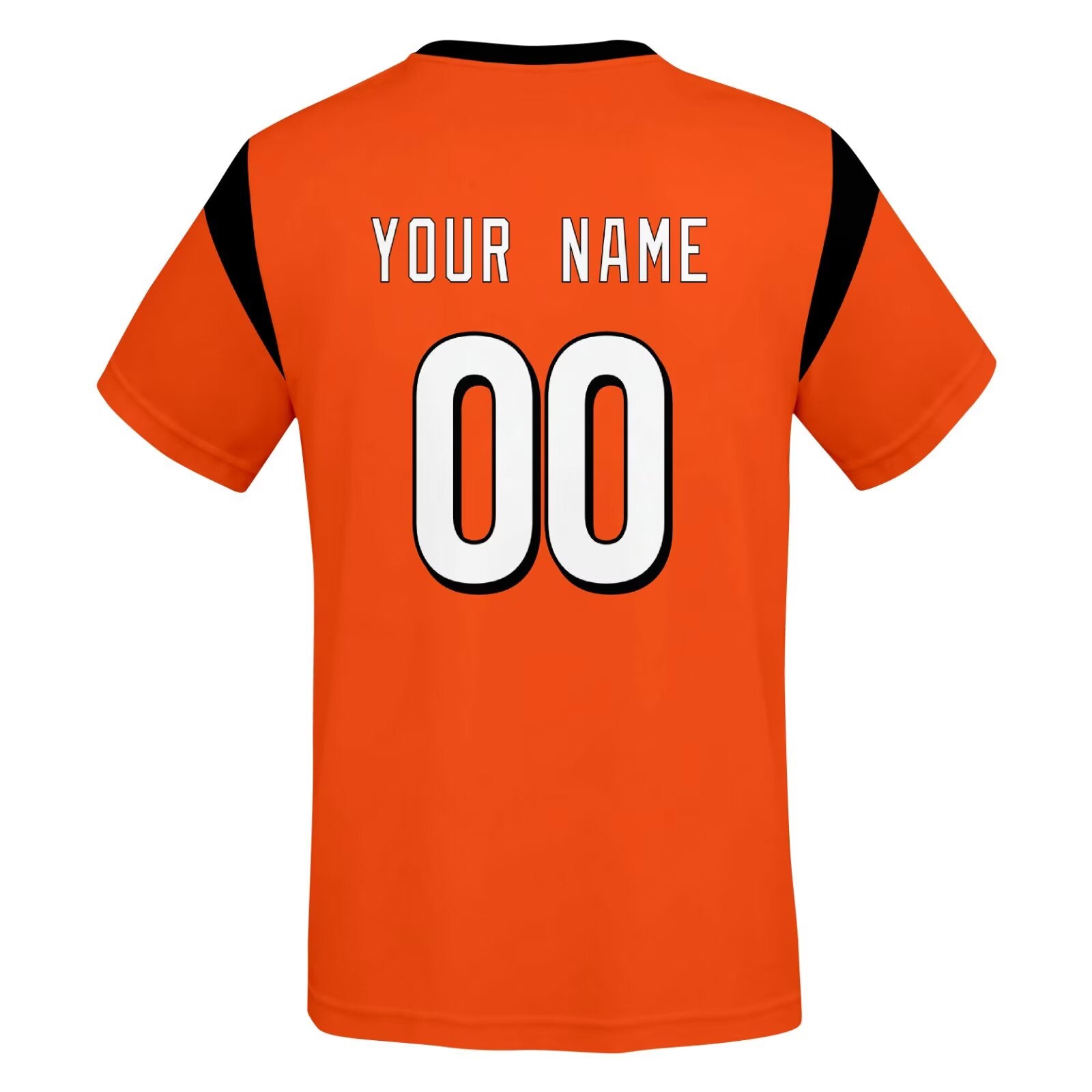 Cincinnati football style T-shirt back view with personalized name and number print