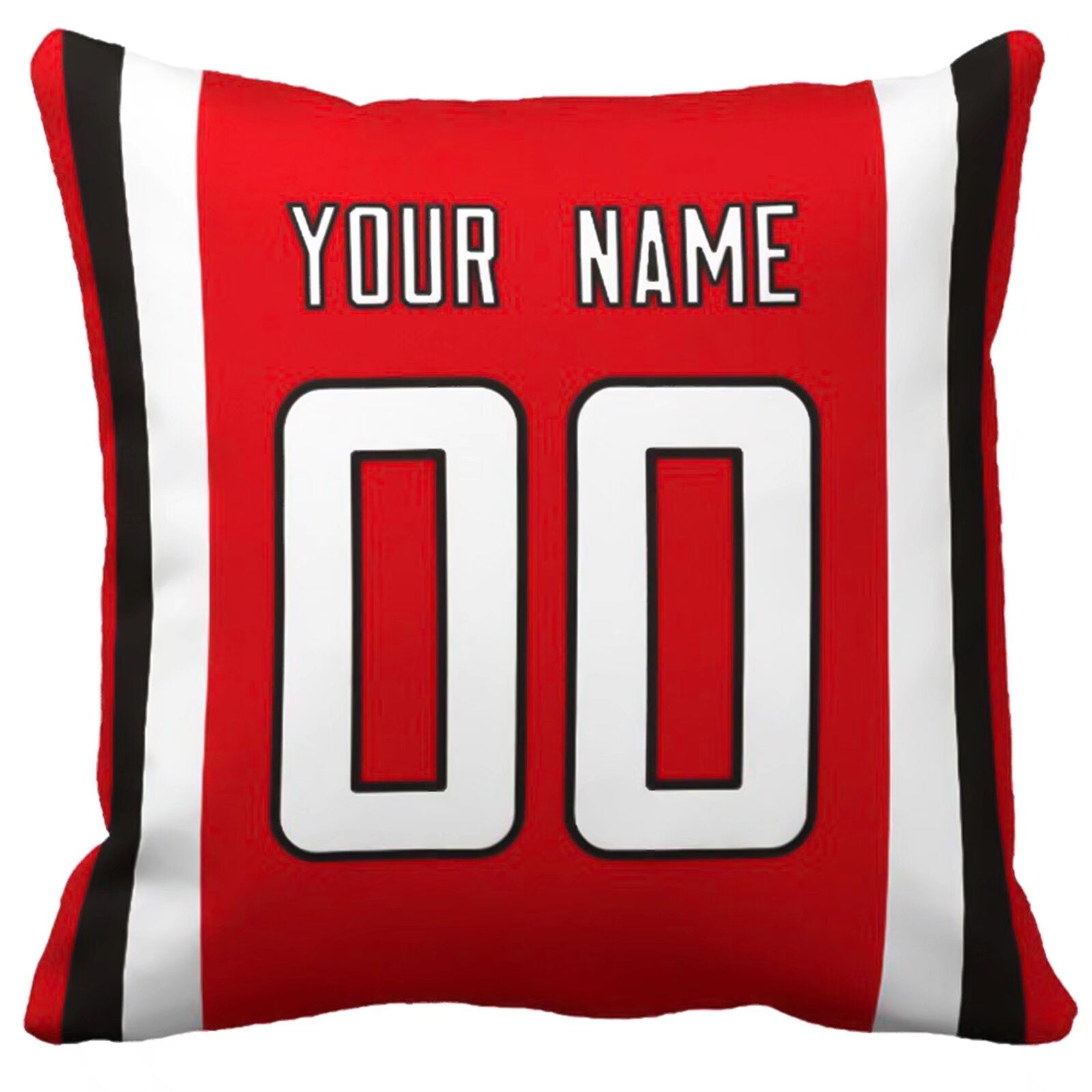 Atlanta personalized football pillow alternate back view with arched name and number
