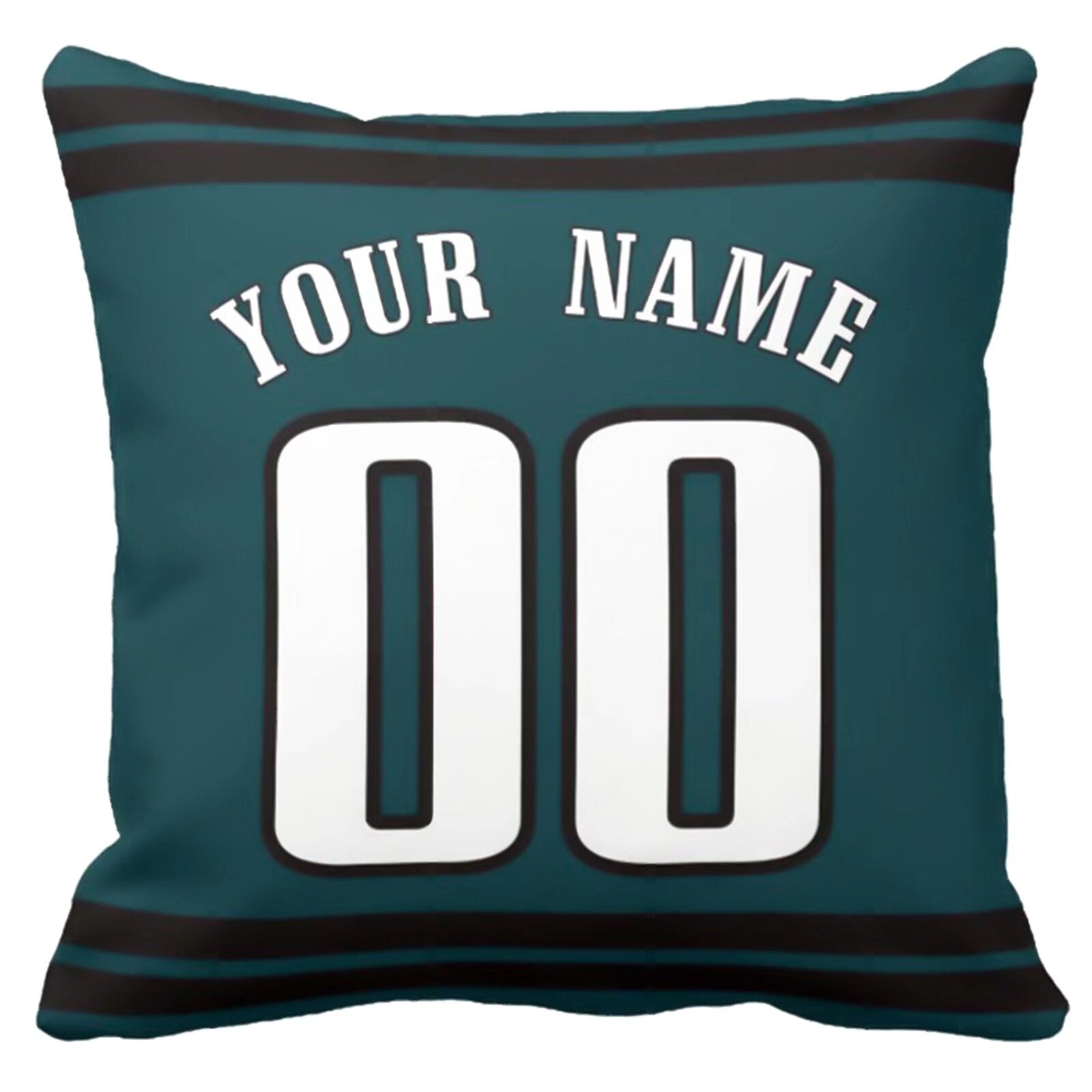 Philadelphia personalized football pillow alternate back view with arched name and number