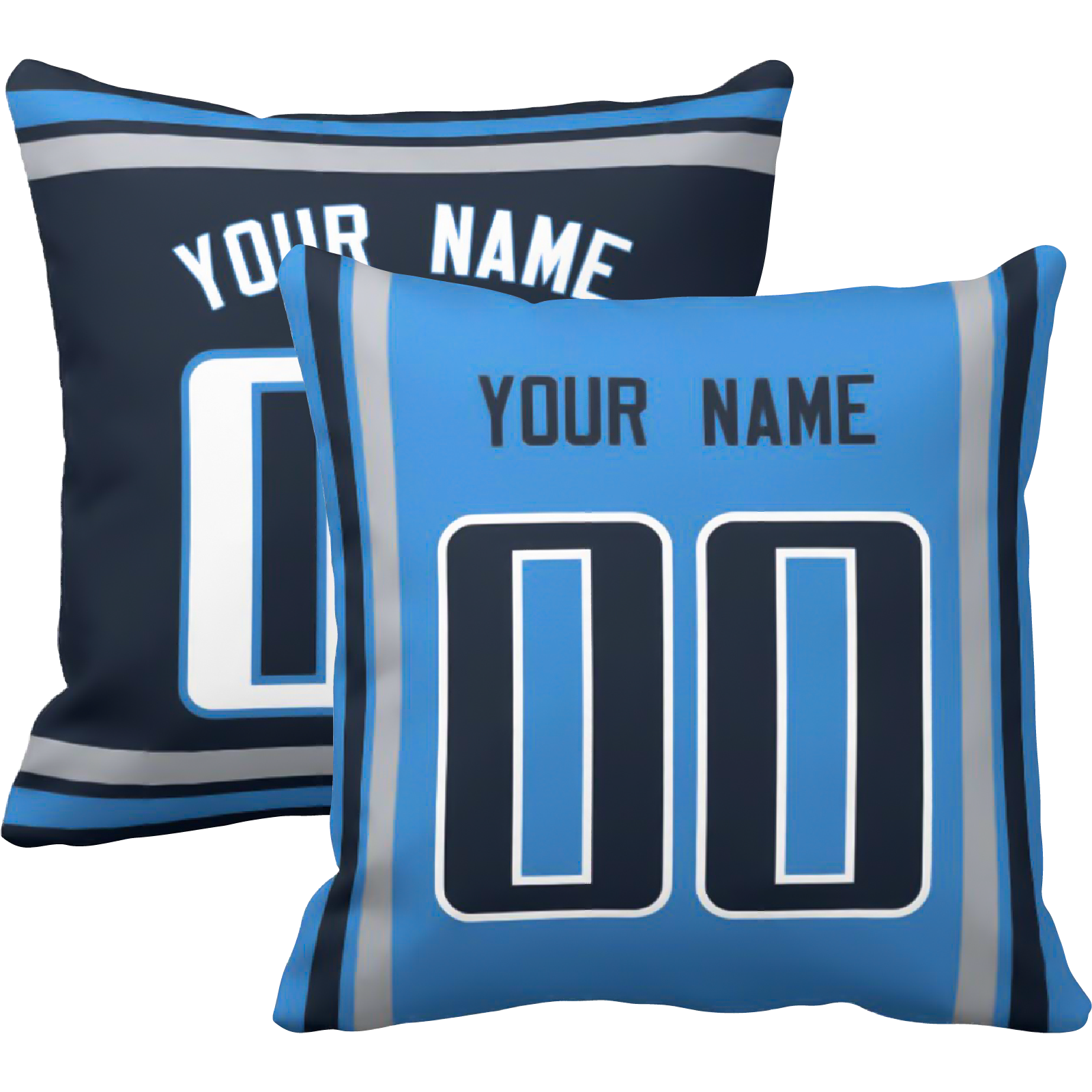Tennessee personalized football throw pillow set with custom name and number in city-inspired colors