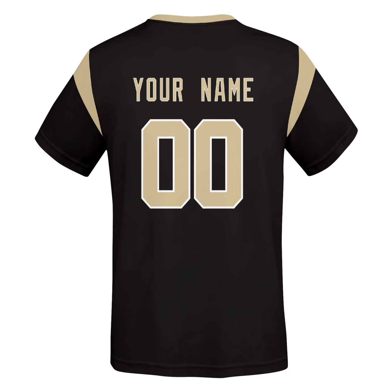 New Orleans football style T-shirt back view with personalized name and number print