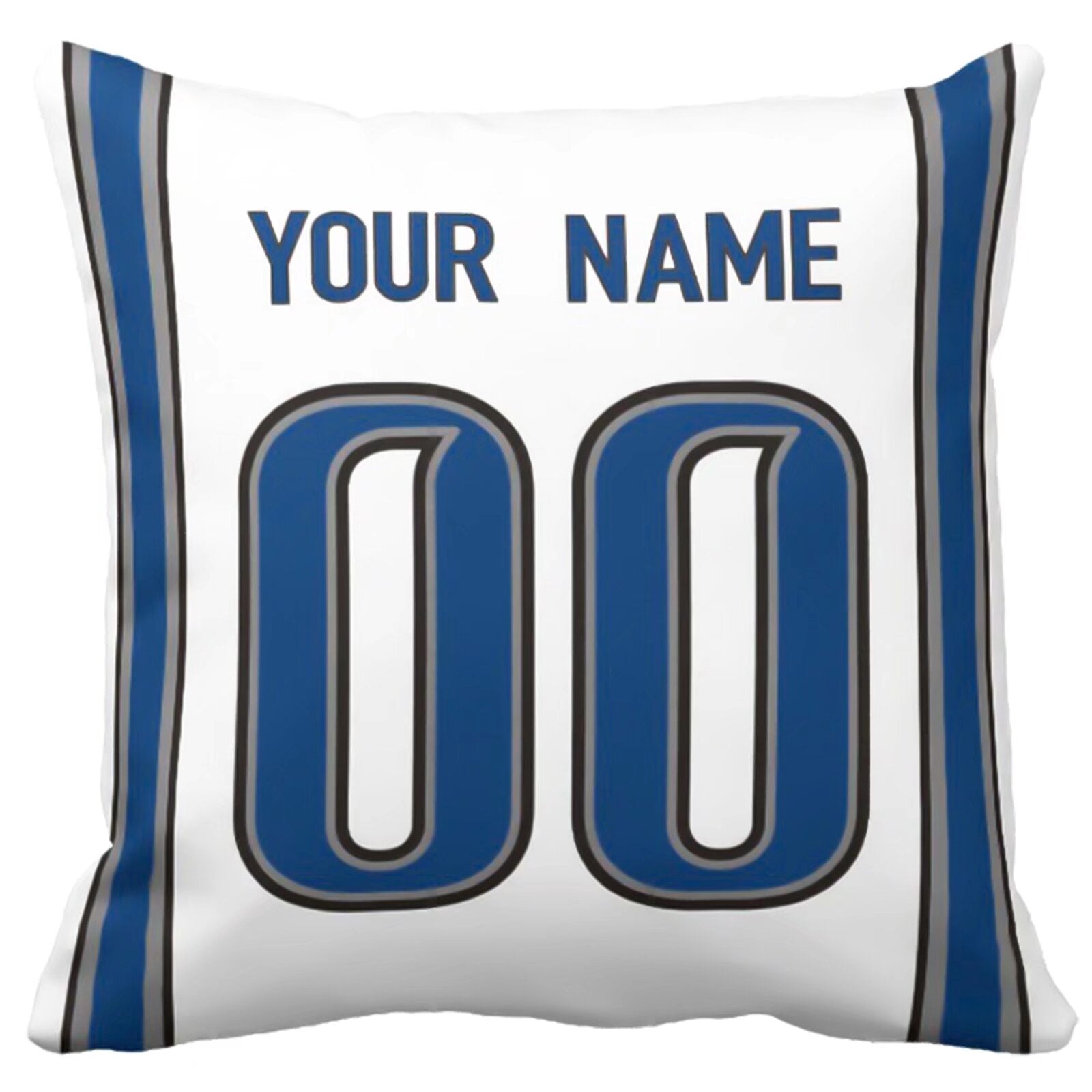 Detroit personalized football pillow alternate front view with name and number design