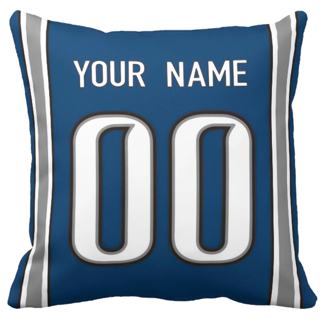 Detroit personalized football throw pillow set with custom name and number in city-inspired colors