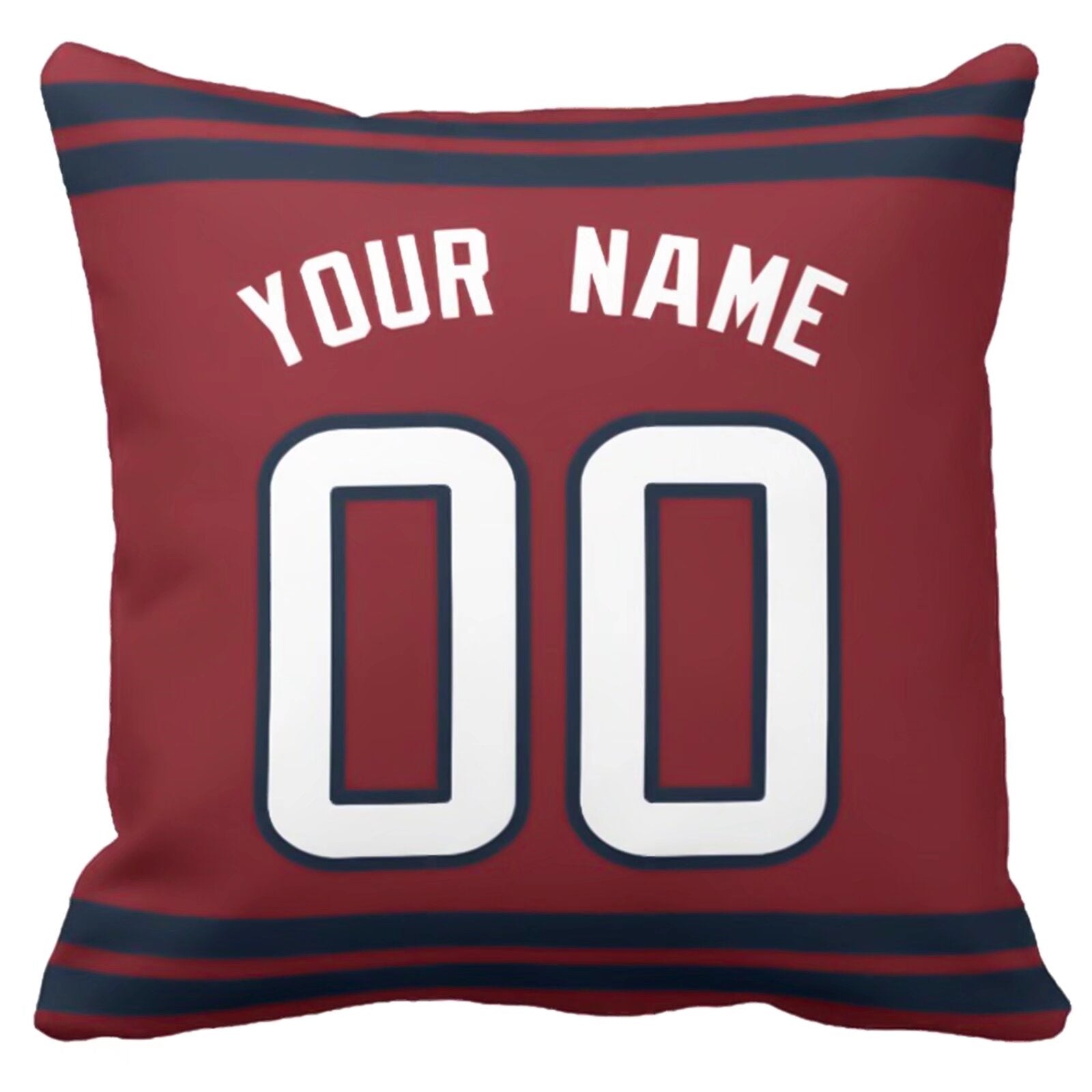 Houston personalized football pillow alternate back view with arched name and number