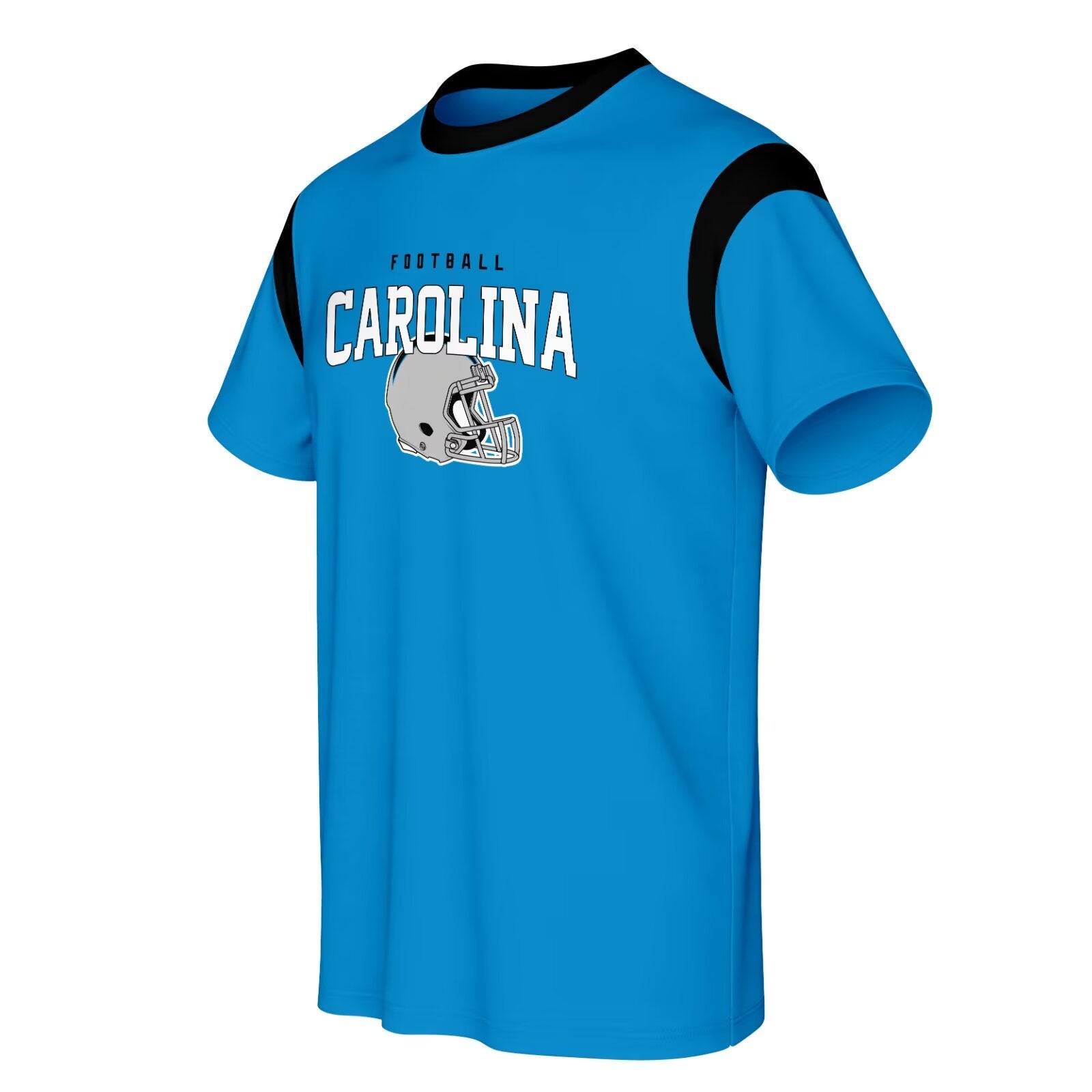 Carolina football style T-shirt front view with crewneck short sleeve design