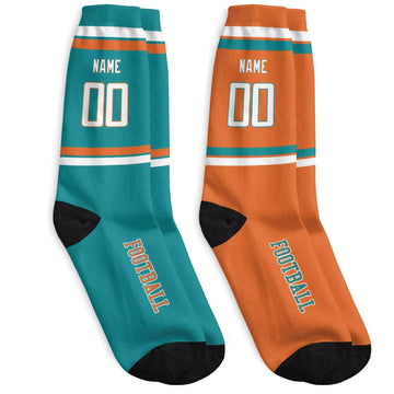 Custom Miami Football Socks - Personalized Athletic Fan Crew Socks - Antking