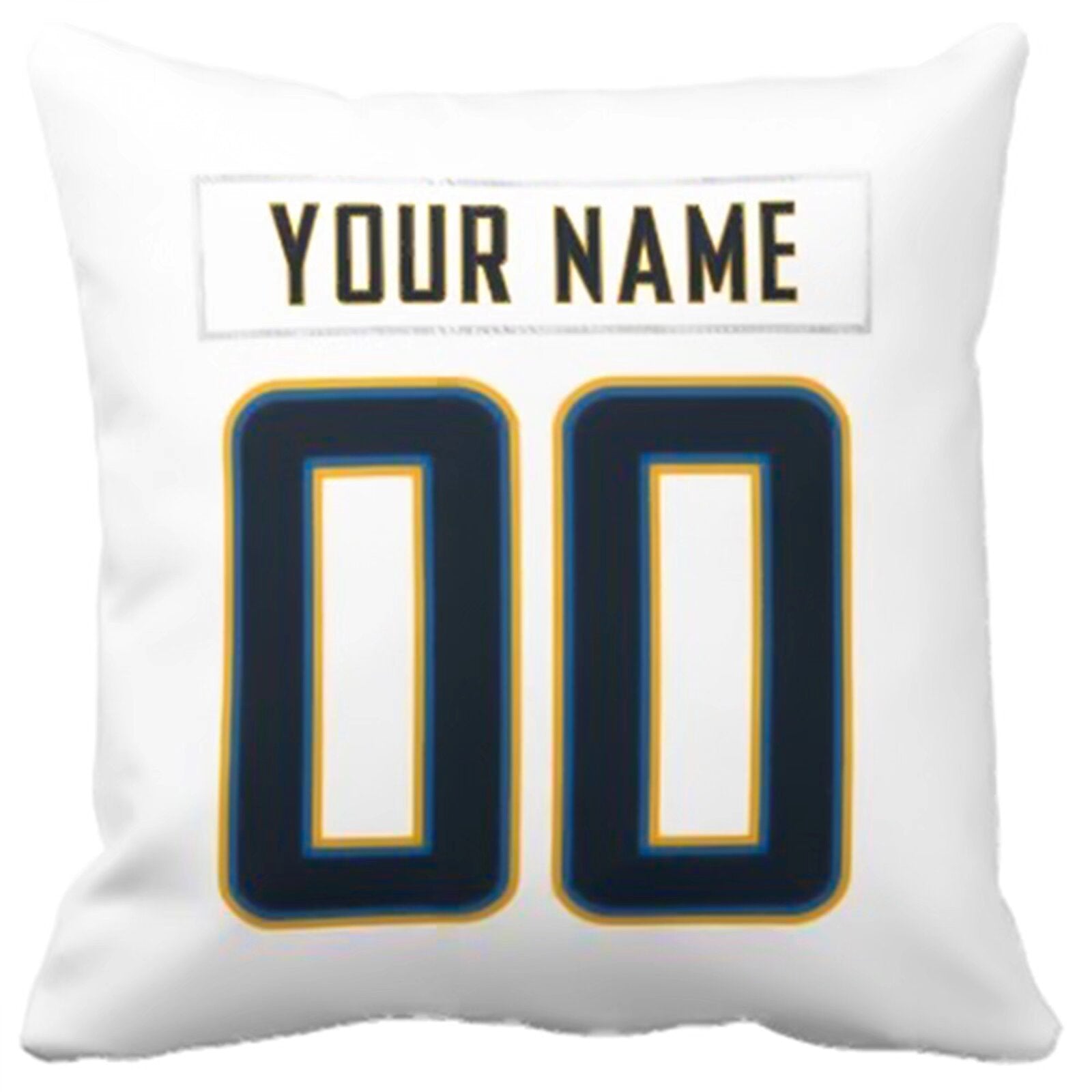 Los Angeles custom football throw pillow two-tone product view with name and number