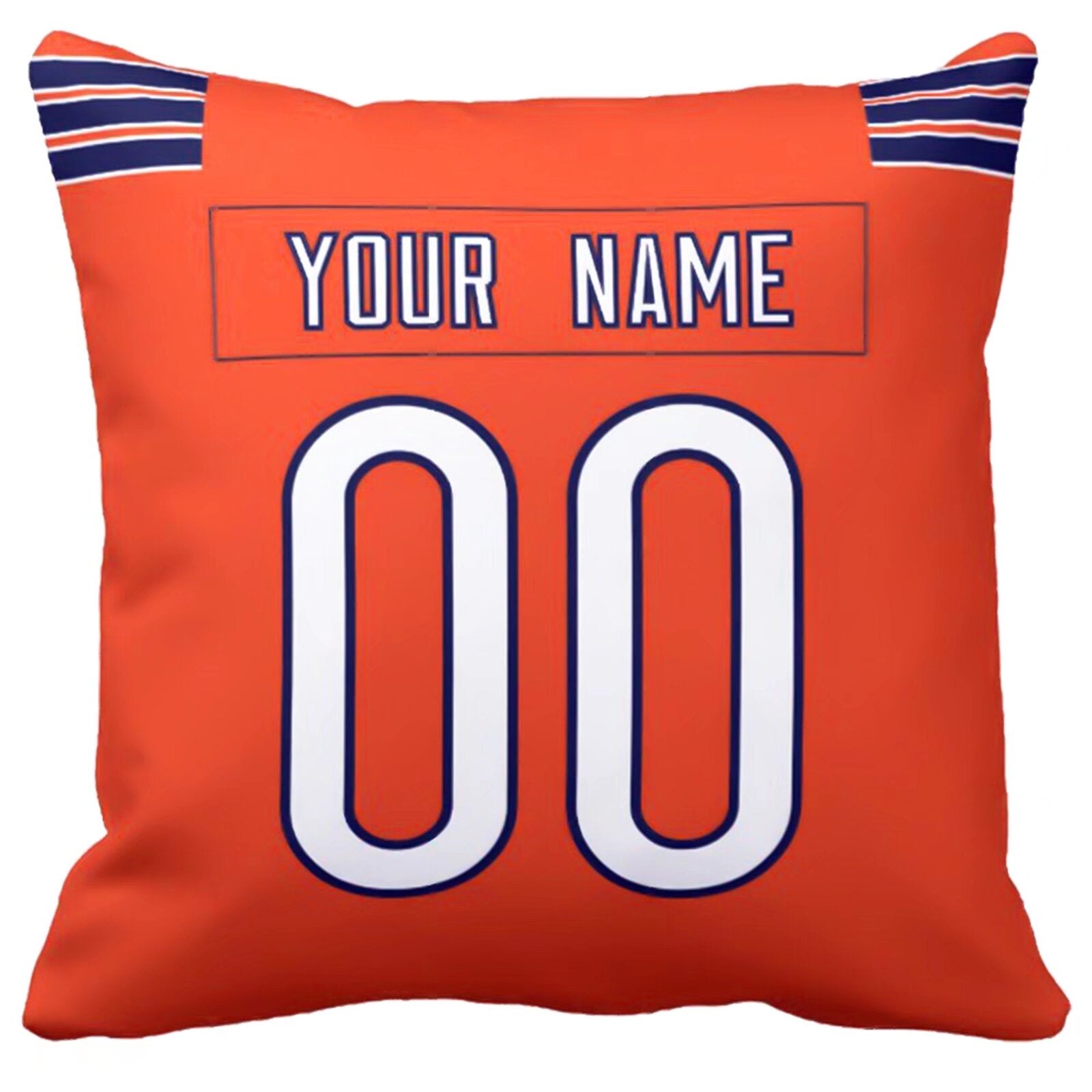 Chicago custom football throw pillow two-tone product view with name and number