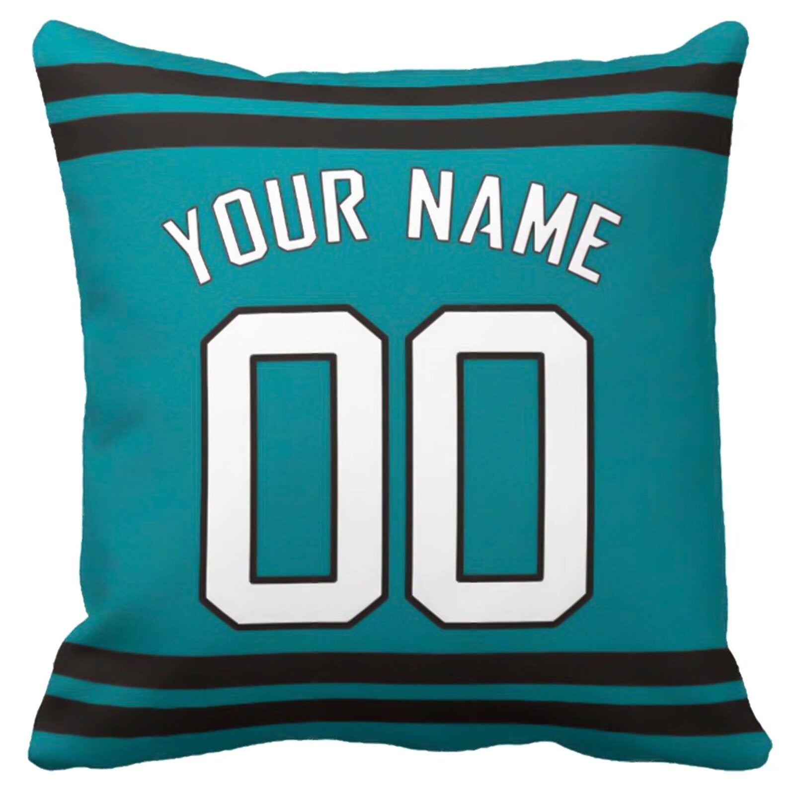 Jacksonville personalized football pillow alternate back view with arched name and number