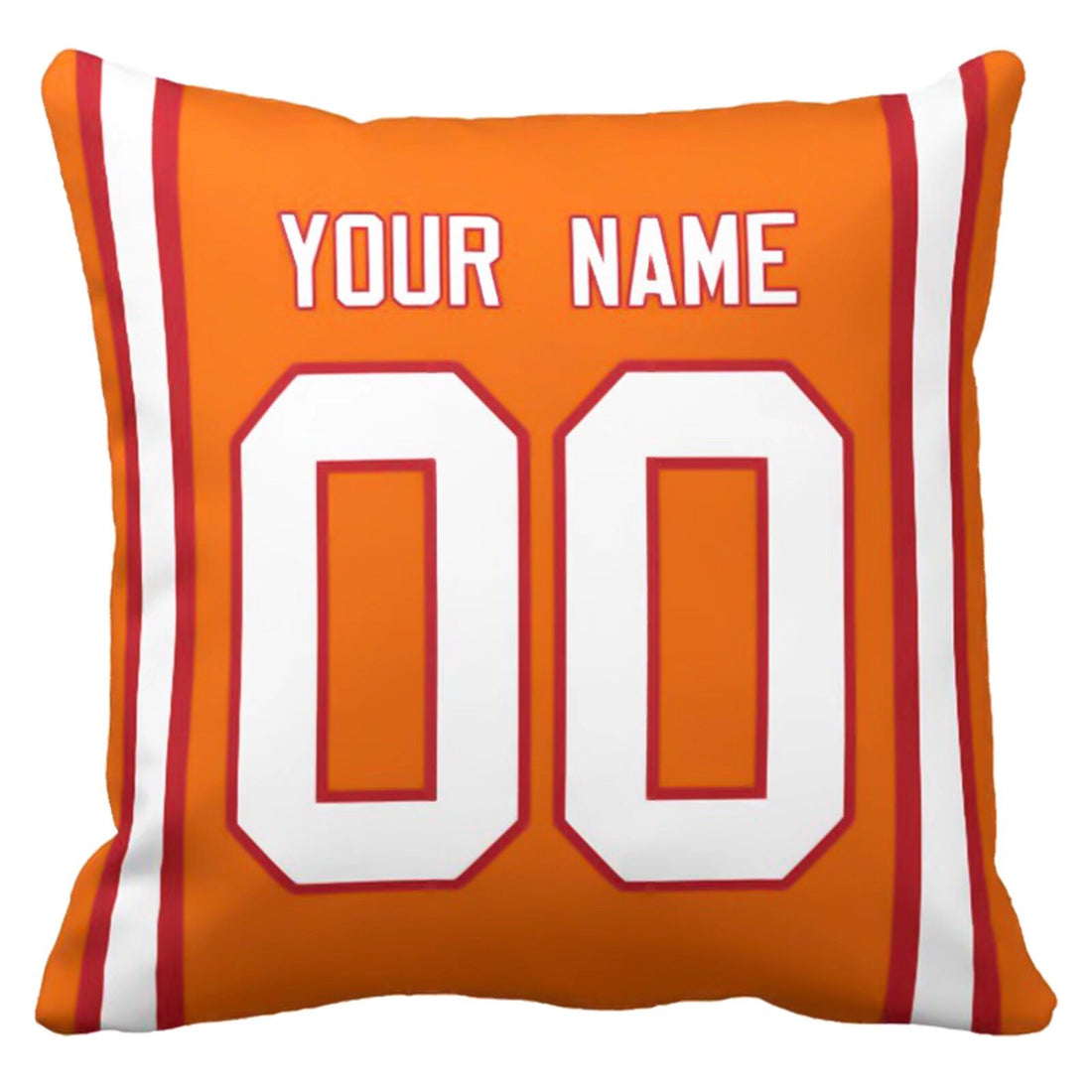Tampa personalized football throw pillow set with custom name and number in city-inspired colors